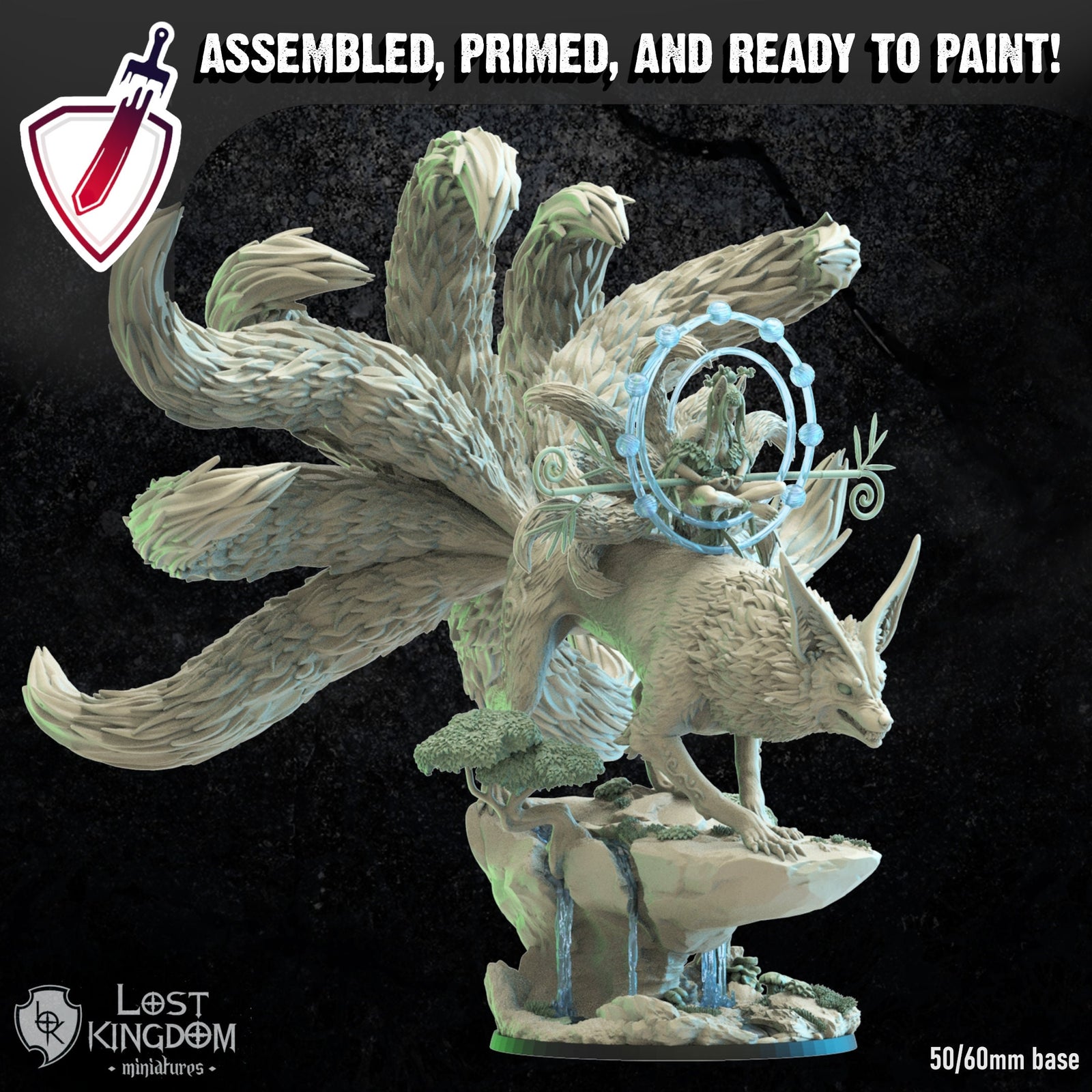 Hanako Kitsune Druid | Miniature by Lost Kingdom | Resin Mini For Tabletop Gaming, D&D, Pathfinder, Wargames, Painting | Assembled + Primed