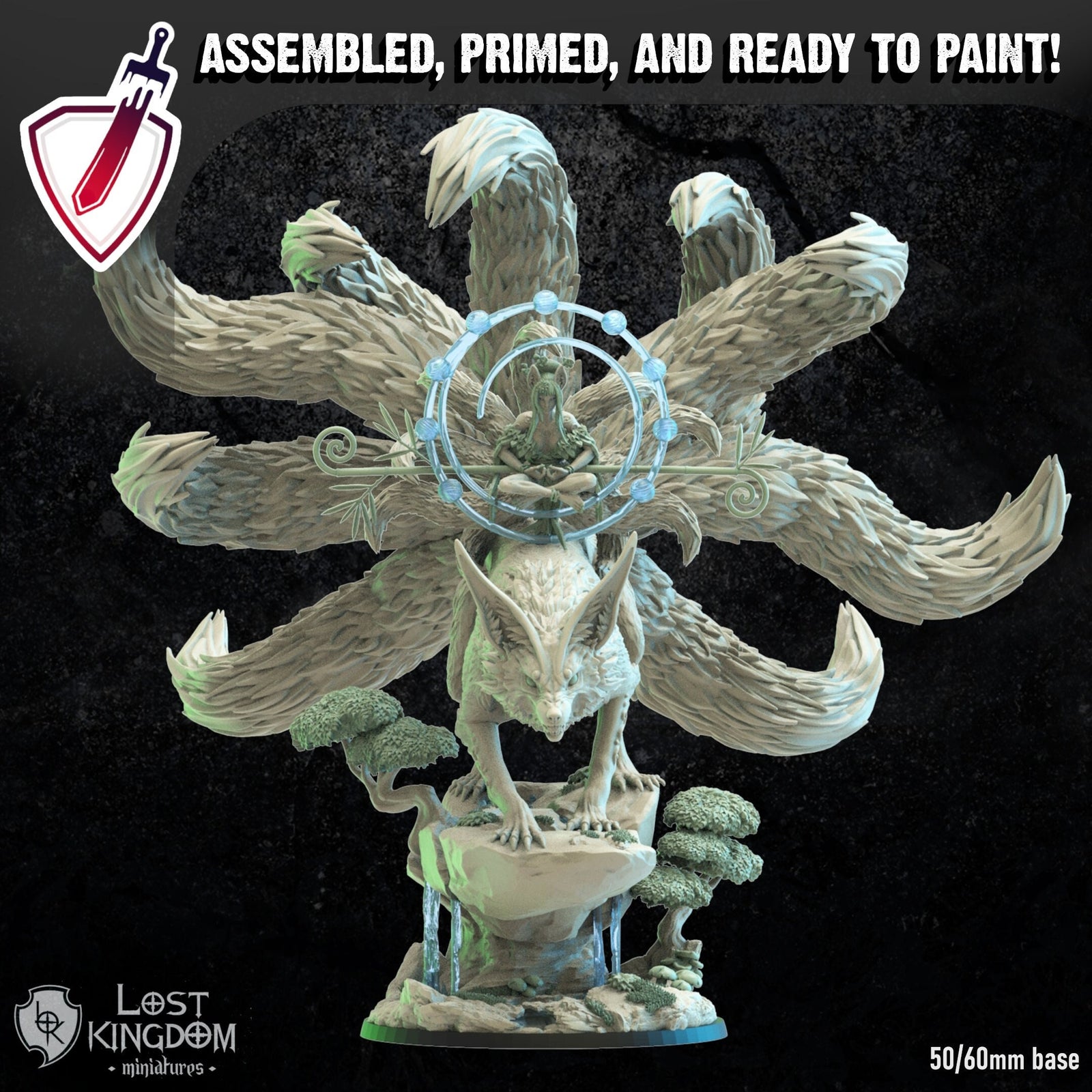 Hanako Kitsune Druid | Miniature by Lost Kingdom | Resin Mini For Tabletop Gaming, D&D, Pathfinder, Wargames, Painting | Assembled + Primed