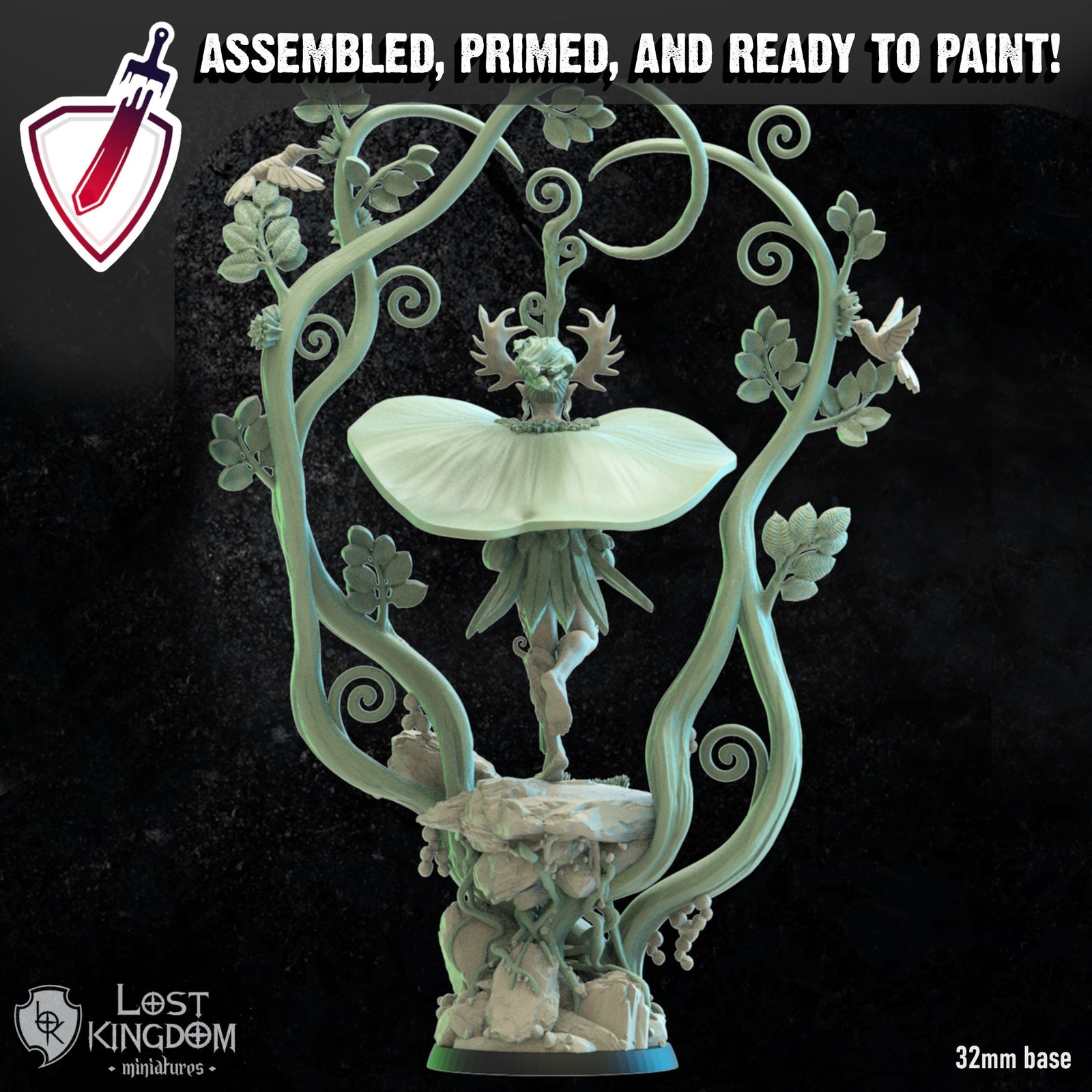 Tomoki the Druid | Miniature by Lost Kingdom | Resin Mini For Tabletop Gaming, D&D, Pathfinder, Wargames, Painting | Assembled and Primed - Brush and Battle