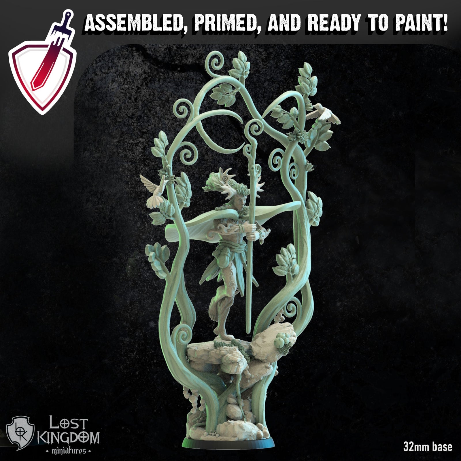 Tomoki the Druid | Miniature by Lost Kingdom | Resin Mini For Tabletop Gaming, D&D, Pathfinder, Wargames, Painting | Assembled and Primed - Brush and Battle