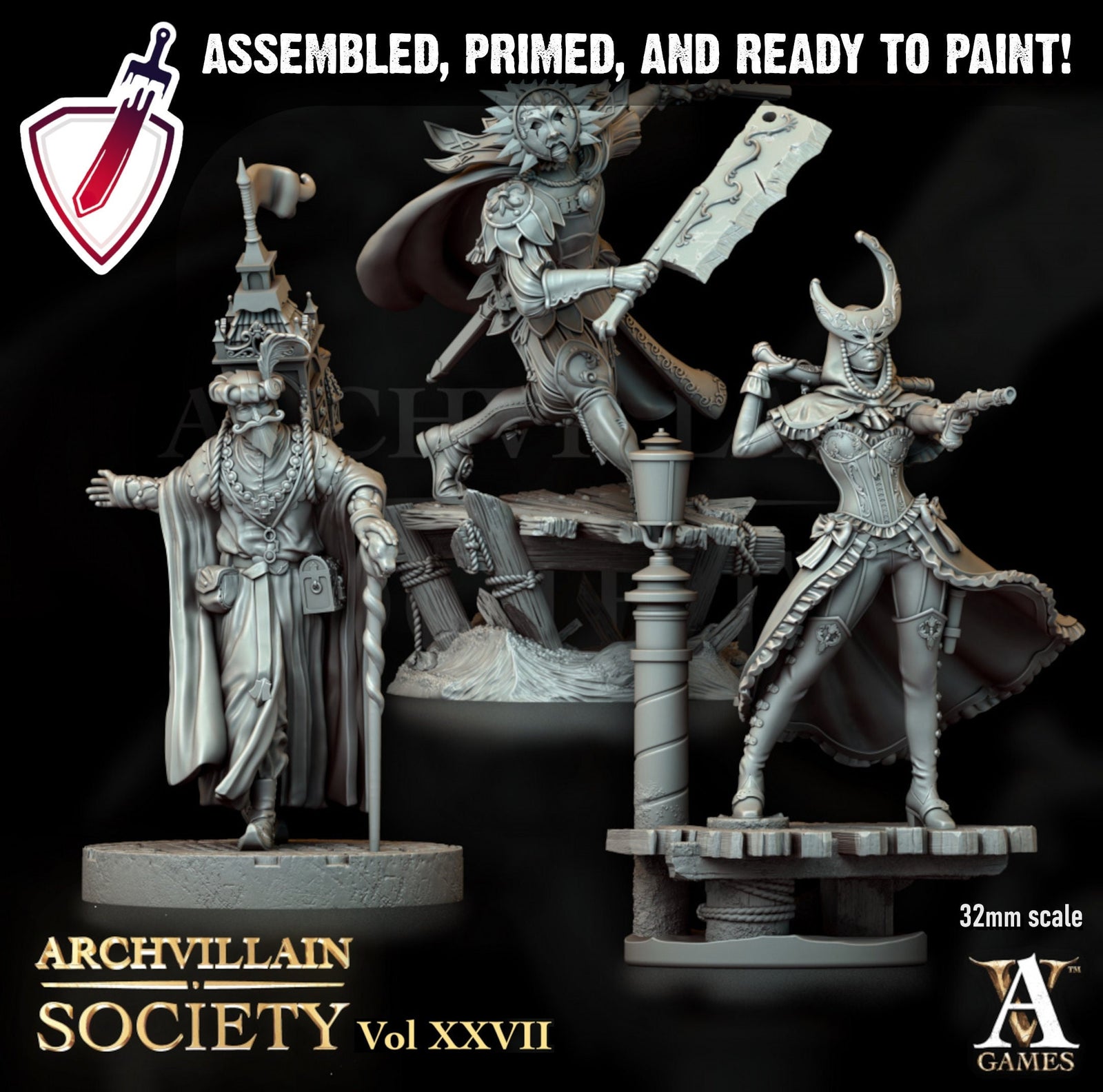 Heroes Vol. XXVII | Miniatures by Archvillain Games | Resin mini for tabletop gaming, D&D, Pathfinder, painting | Assembled and Primed - Brush and Battle