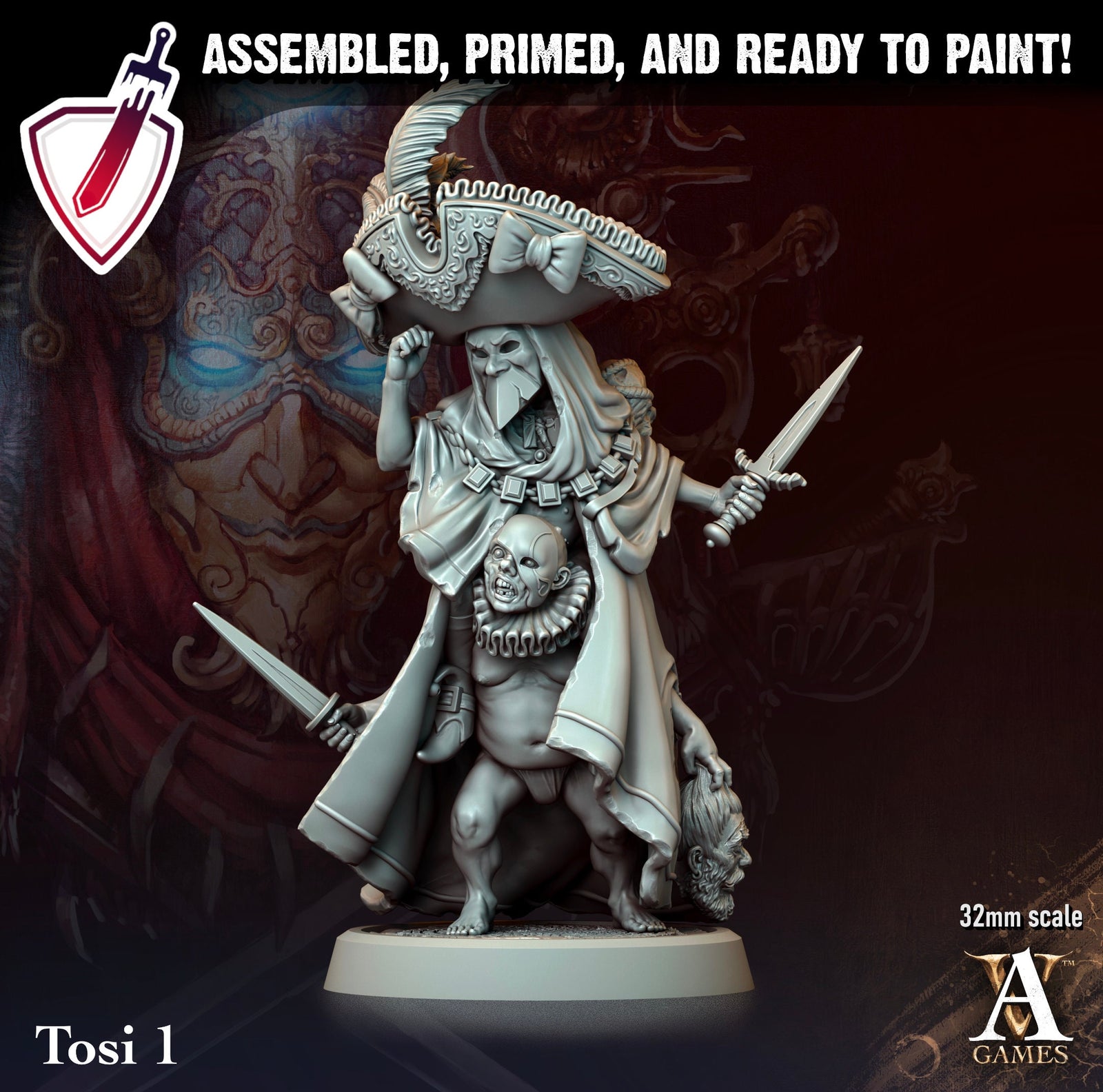Tosi | Miniatures by Archvillain Games | Resin Mini for Tabletop Gaming, D&D, Pathfinder, and Painting | Assembled and Primed - Brush and Battle