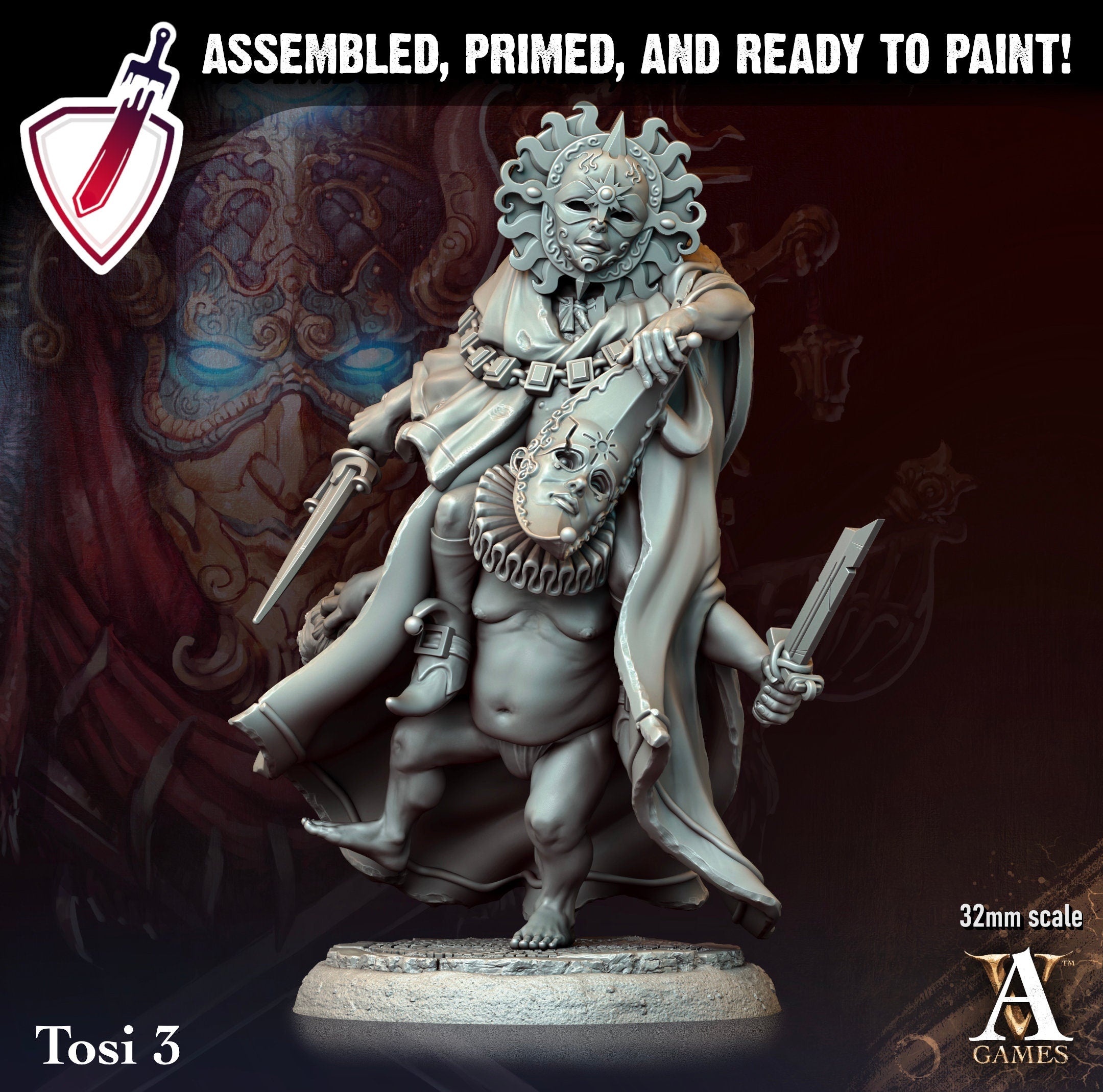 Tosi | Miniatures by Archvillain Games | Resin Mini for Tabletop Gaming, D&D, Pathfinder, and Painting | Assembled and Primed - Brush and Battle
