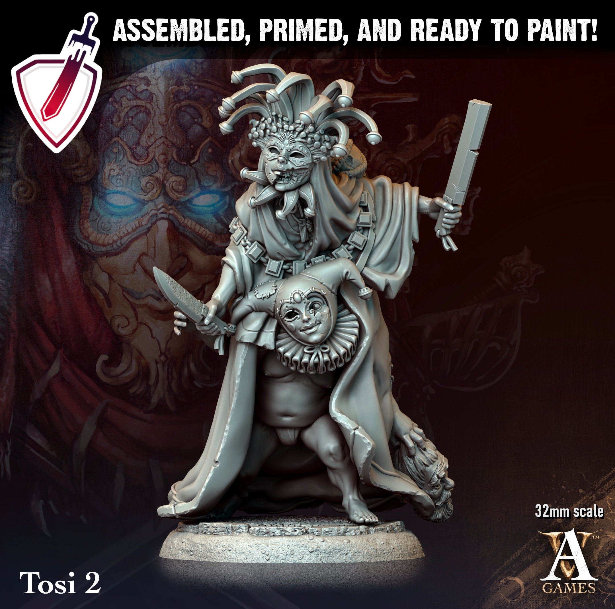 Tosi | Miniatures by Archvillain Games | Resin Mini for Tabletop Gaming, D&D, Pathfinder, and Painting | Assembled and Primed - Brush and Battle