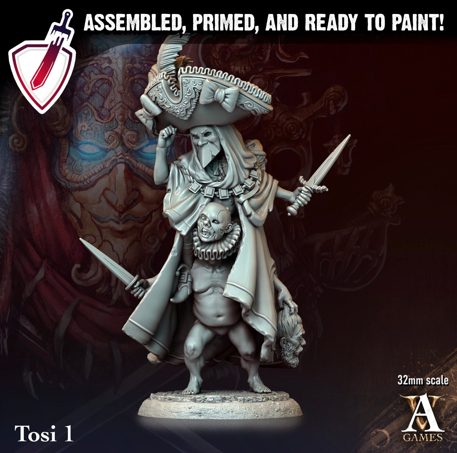 Tosi | Miniatures by Archvillain Games | Resin Mini for Tabletop Gaming, D&D, Pathfinder, and Painting | Assembled and Primed - Brush and Battle