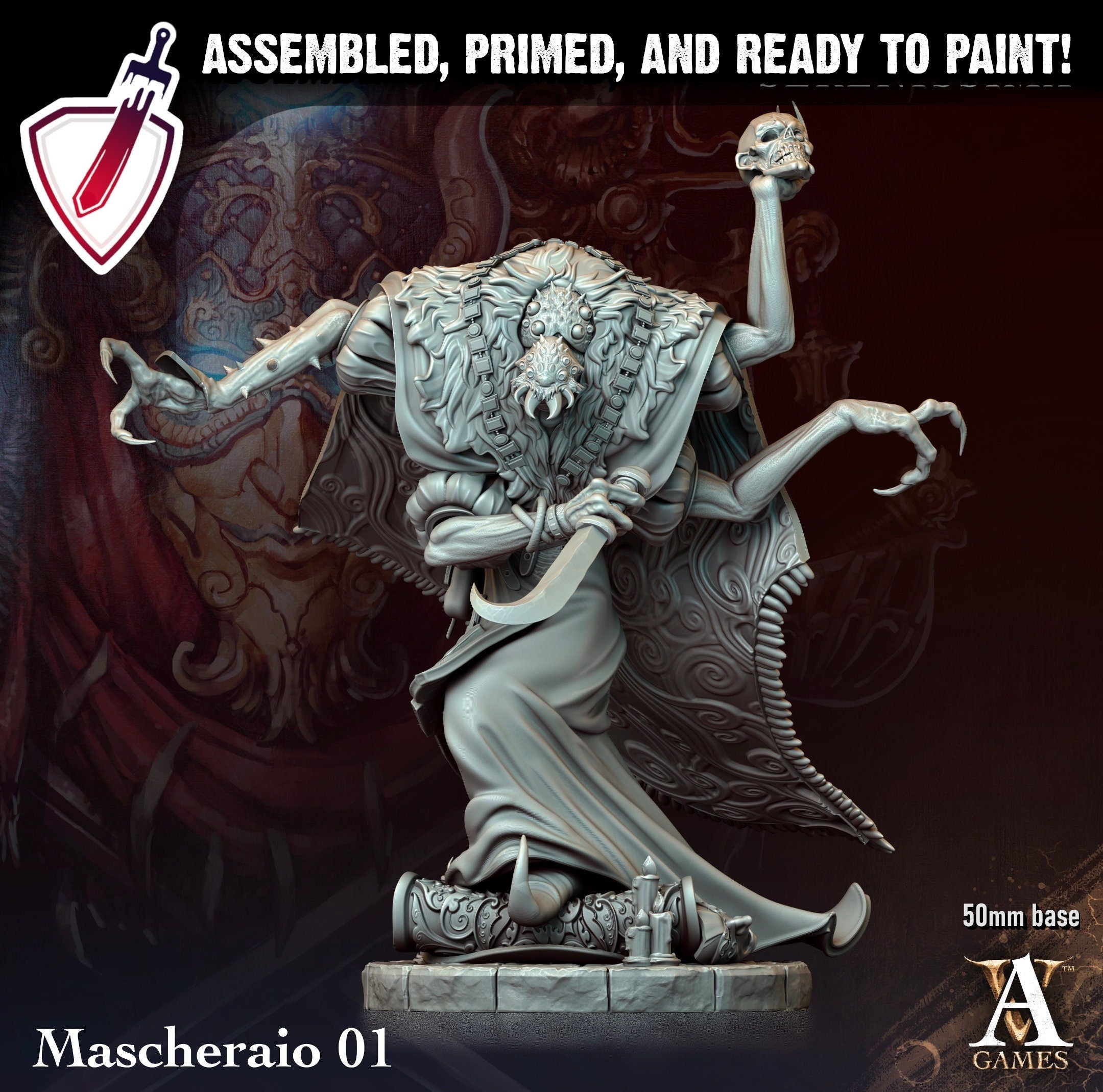 Mascheraio | Miniatures by Archvillain Games | Resin Mini for Tabletop Gaming, D&D, Pathfinder, and Painting | Assembled and Primed - Brush and Battle