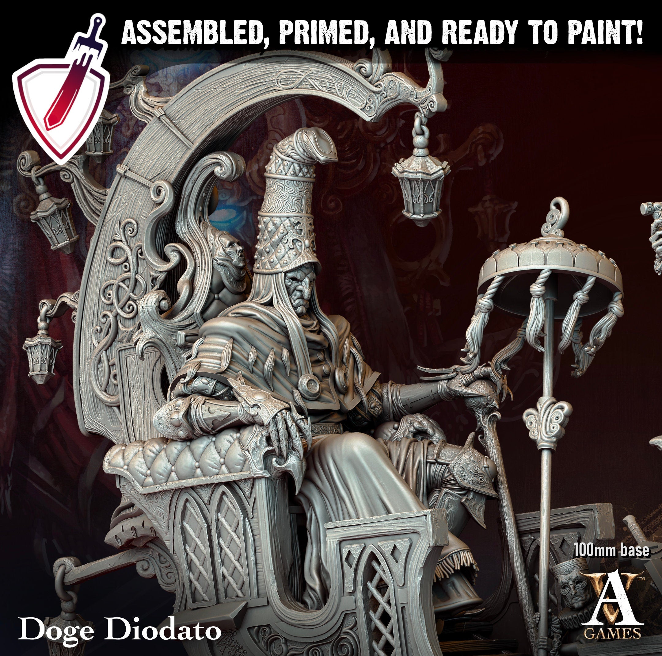 Doge Diodato | (Massive) Miniature by Archvillain Games | For Tabletop Gaming, D&D, Pathfinder, Wargames, Painting | Assembled + Primed - Brush and Battle