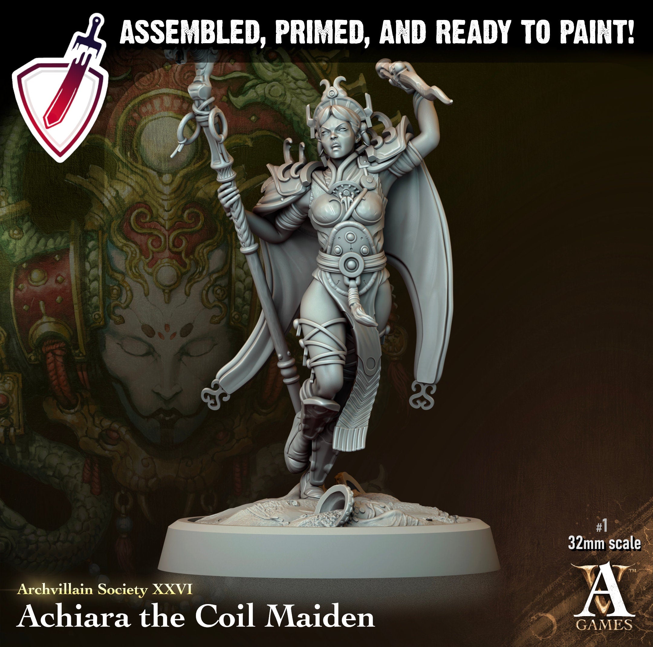 Heroes Vol. XXVI | Miniatures by Archvillain Games | Resin mini for tabletop gaming, D&D, Pathfinder, painting | Assembled and Primed - Brush and Battle