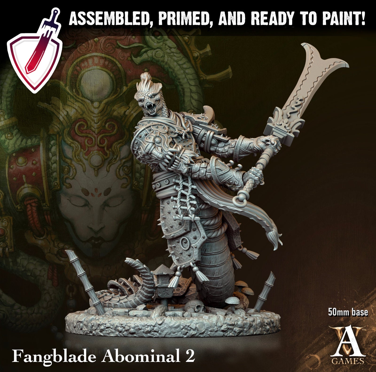 Fangblade Abominal | Miniatures by Archvillain Games | Resin Mini for Tabletop Gaming, D&D, Pathfinder, and Painting | Assembled and Primed - Brush and Battle