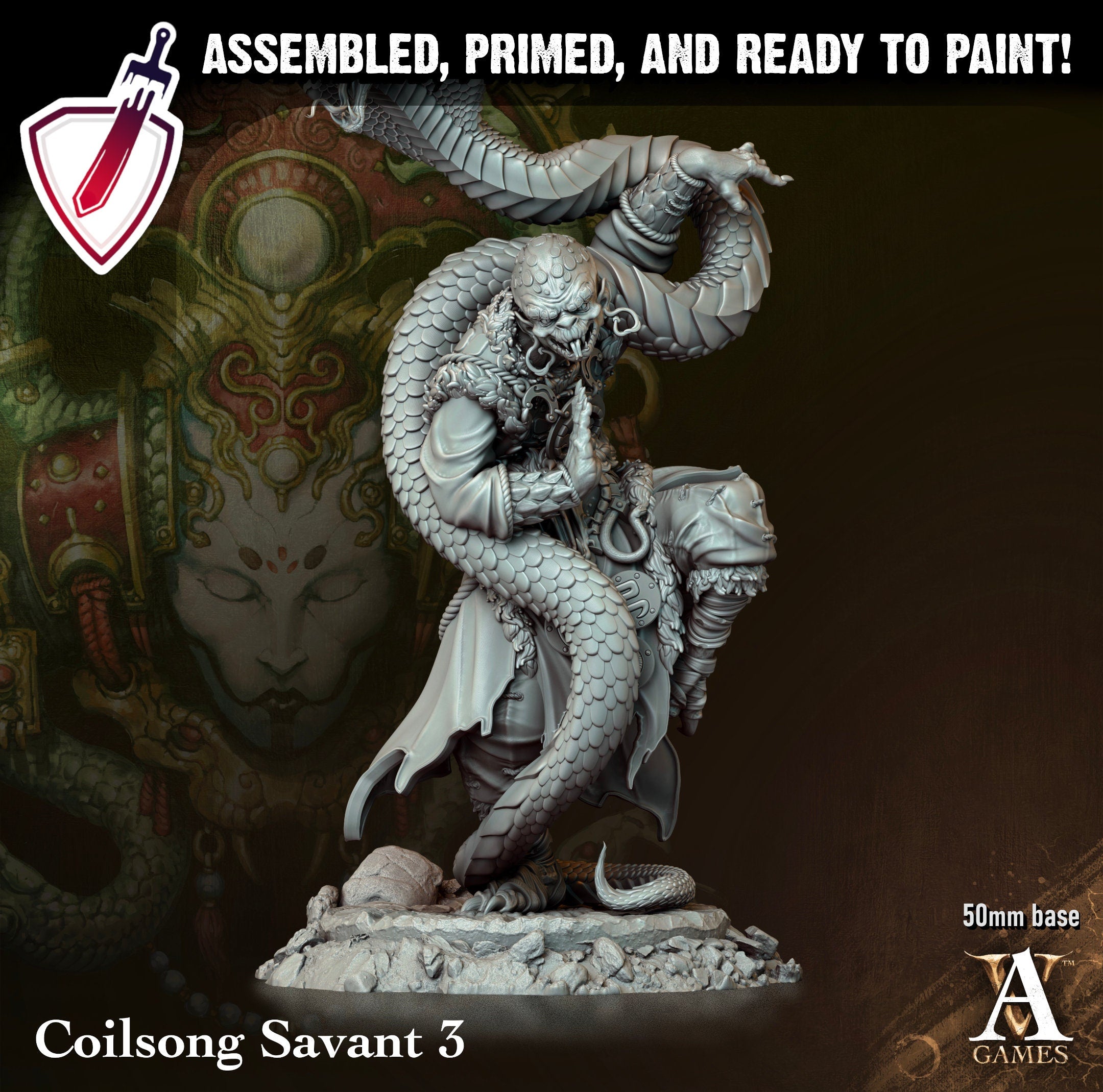 Coilsong Savant | Miniatures by Archvillain Games | Resin Mini for Tabletop Gaming, D&D, Pathfinder, and Painting | Assembled and Primed - Brush and Battle