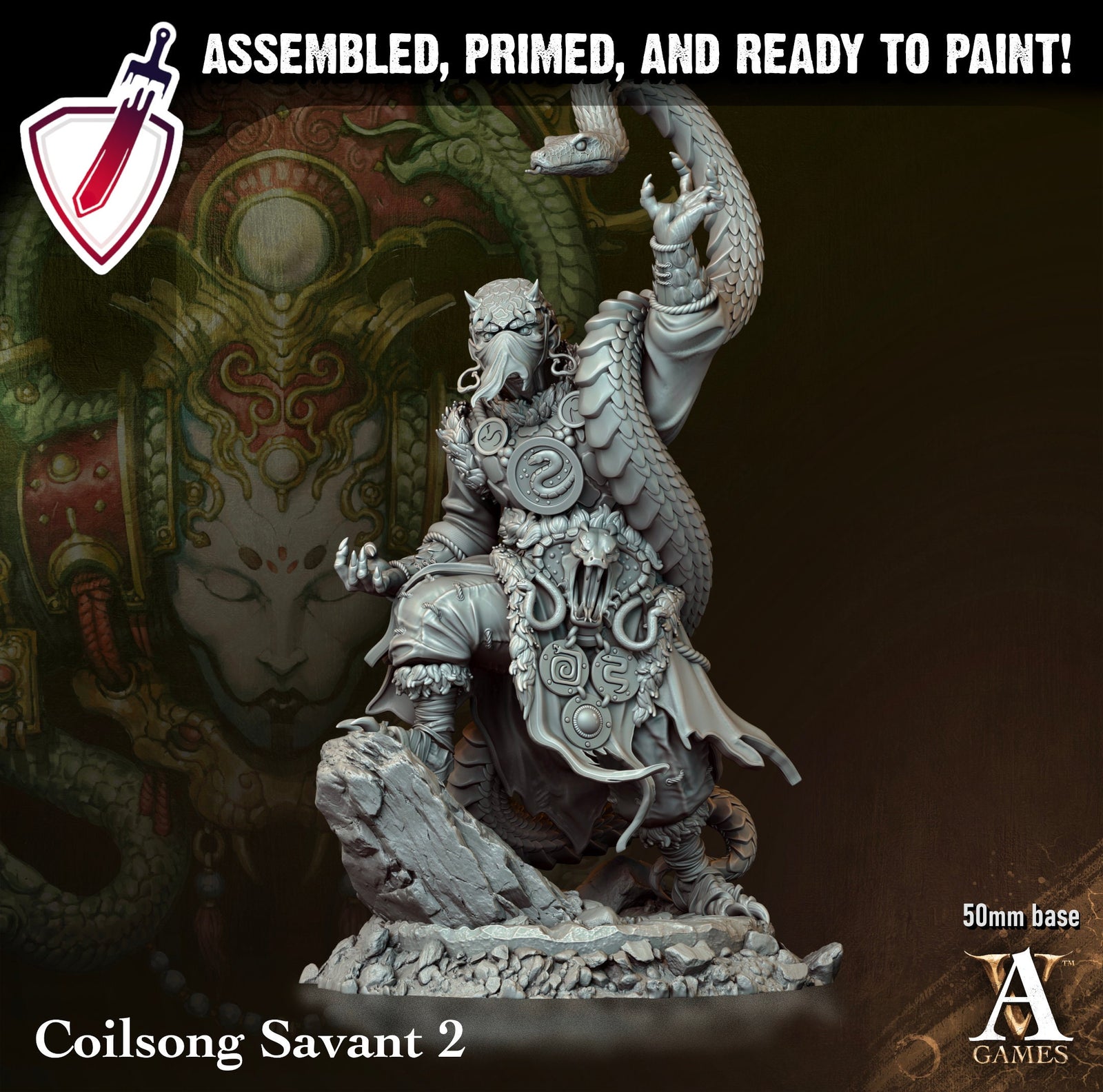 Coilsong Savant | Miniatures by Archvillain Games | Resin Mini for Tabletop Gaming, D&D, Pathfinder, and Painting | Assembled and Primed - Brush and Battle
