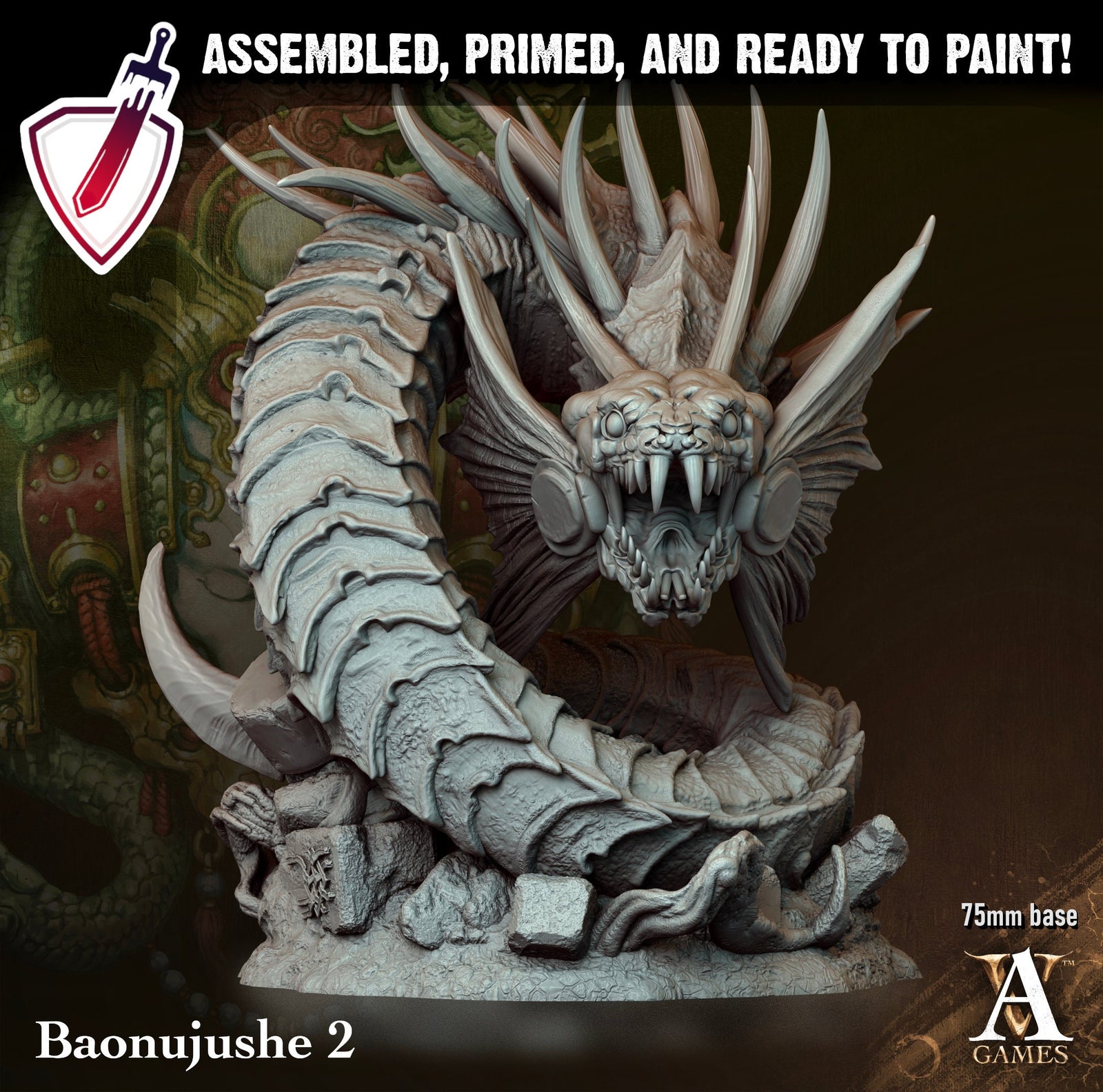 Baonujushe | Miniatures by Archvillain Games | Resin mini for tabletop gaming, D&D, Pathfinder, painting | Assembled and Primed - Brush and Battle