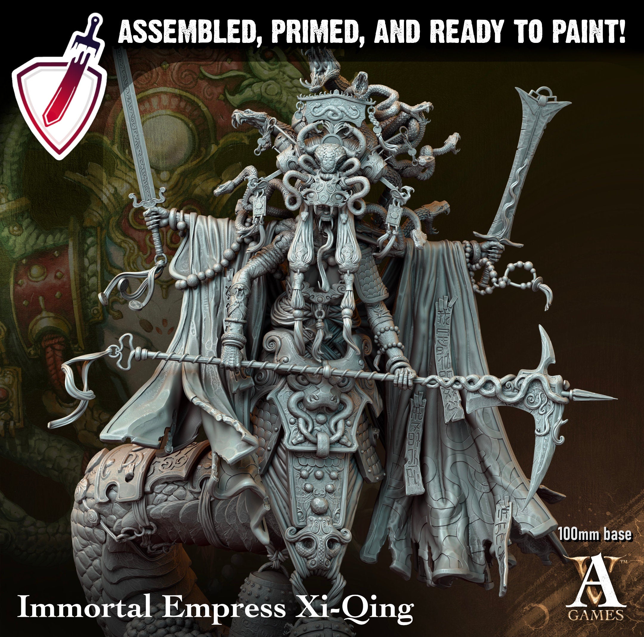 Immortal Empress | (Massive) Miniature by Archvillain Games | For Tabletop Gaming, D&D, Pathfinder, Wargames, Painting | Assembled + Primed - Brush and Battle