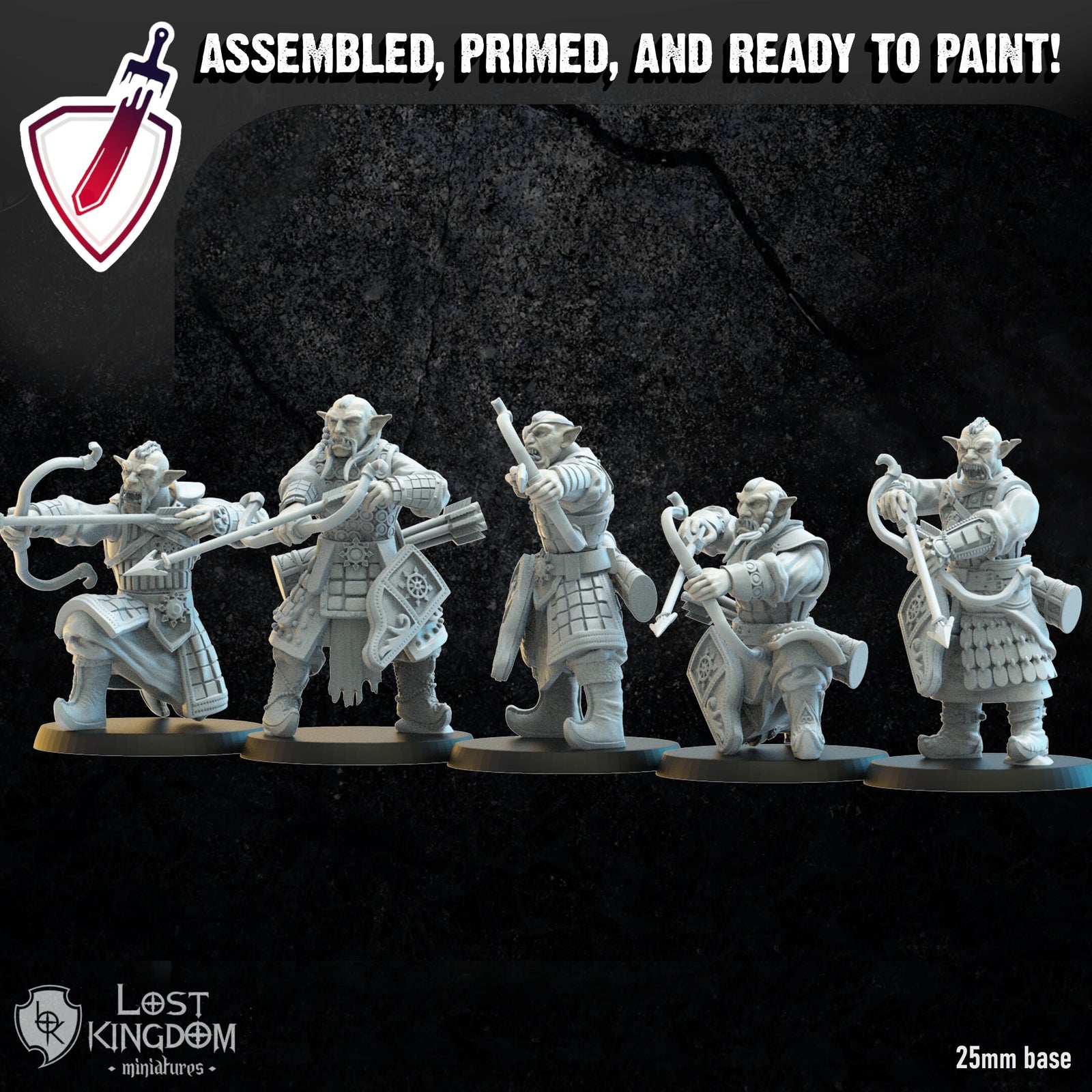 Mongobbo Bowmen | Miniatures by Lost Kingdom | Resin Mini For Tabletop Gaming, D&D, Pathfinder, Wargames, Painting | Assembled and Primed - Brush and Battle