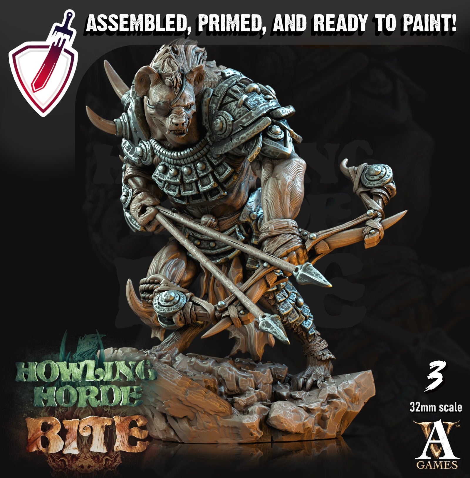 Gnoll Scouts | Miniatures by Archvillain Games | Resin Mini for Tabletop Gaming, D&D, Pathfinder, and Painting | Assembled and Primed - Brush and Battle