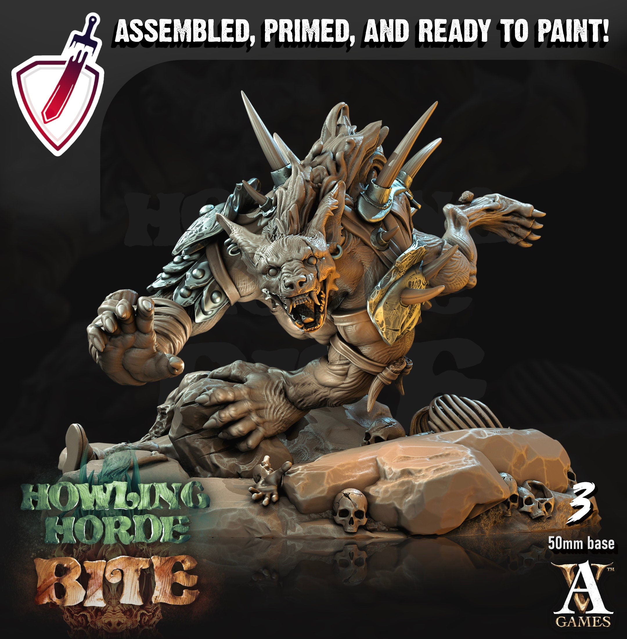 Gnoll Trackers | Miniatures by Archvillain Games | Resin Mini for Tabletop Gaming, D&D, Pathfinder, and Painting | Assembled and Primed - Brush and Battle