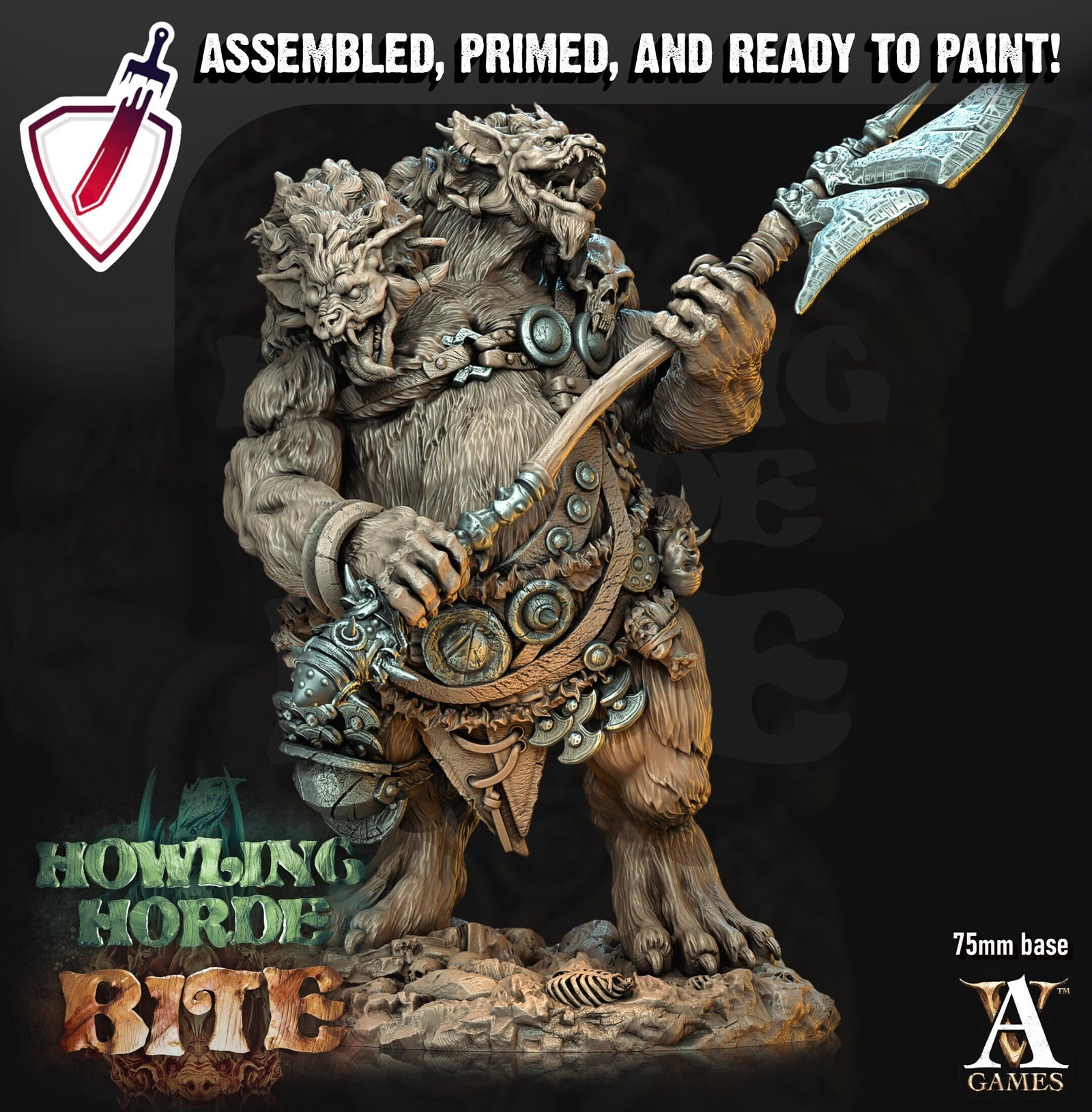 Gnoll Ettins | (Large) Miniatures by Archvillain Games | Resin Mini for Tabletop Gaming, D&D, Pathfinder, Painting | Assembled and Primed - Brush and Battle