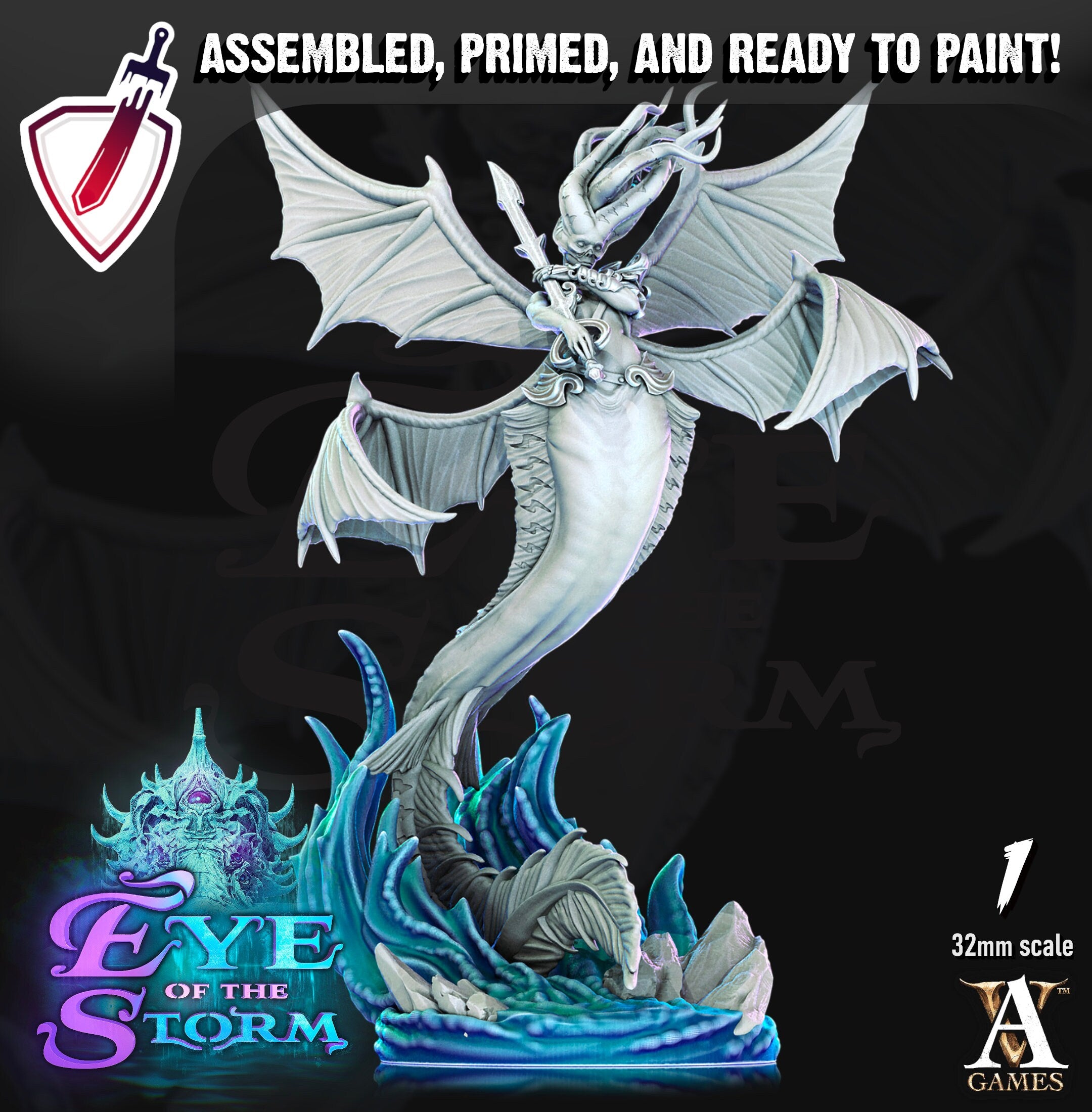 Storm Sirens | Miniatures by Archvillain Games | Resin Mini for Tabletop Gaming, D&D, Pathfinder, and Painting | Assembled and Primed - Brush and Battle