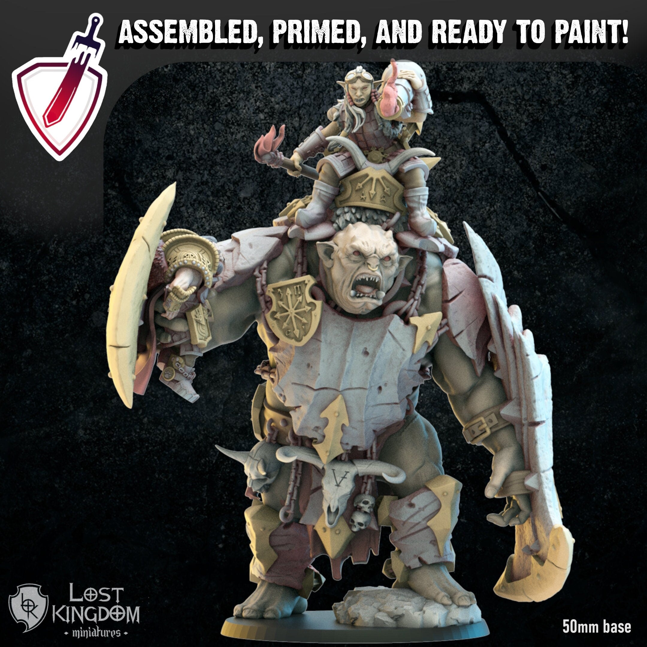 Mongobbo Gunner on Throl | Miniatures by Lost Kingdom | Resin | Tabletop Gaming, D&D, Pathfinder, Wargames, Painting | Assembled + Primed - Brush and Battle