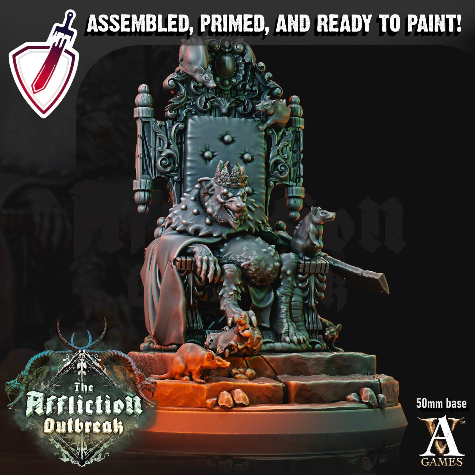 Rat King | Miniature by Archvillain Games | Resin Mini For Tabletop Gaming, D&D, Pathfinder, Wargames, and Painting | Assembled and Primed - Brush and Battle