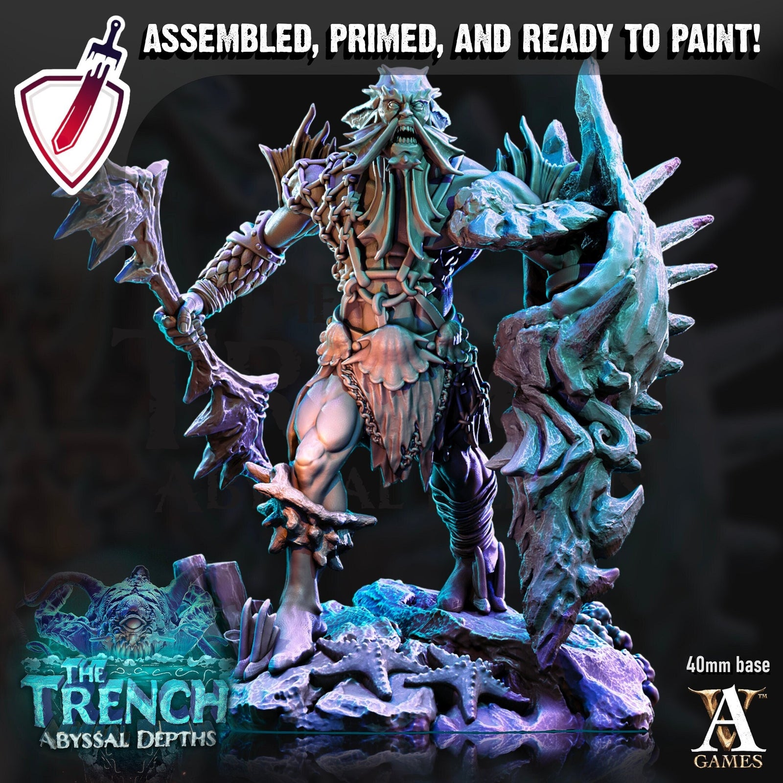 Tetradontis of the Blackbrine | Miniature by Archvillain Games | For Tabletop Gaming, D&D, Pathfinder, and Painting | Assembled and Primed - Brush and Battle
