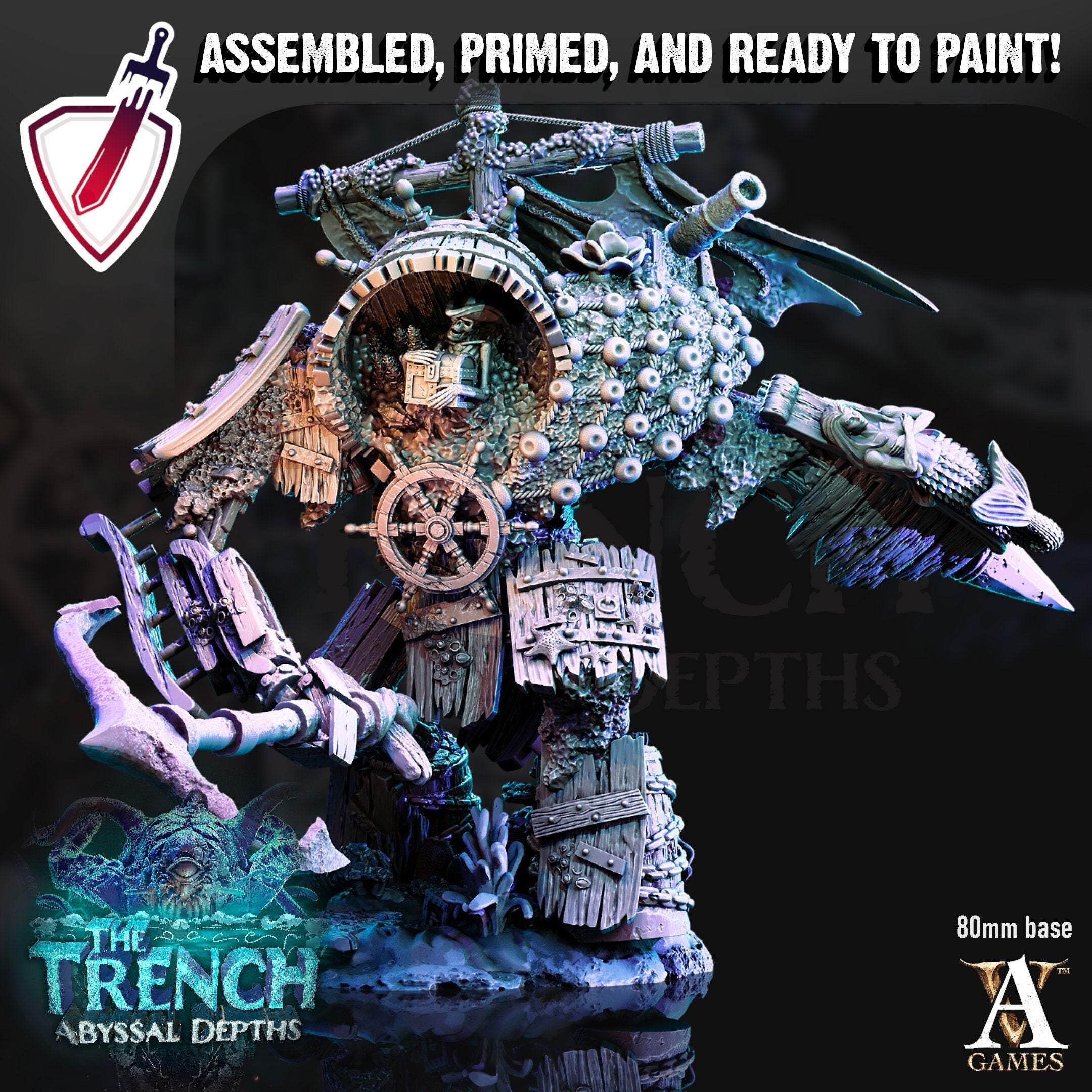 Nautindod | (Massive) Miniature by Archvillain Games | Resin Mini for Tabletop Gaming, D&D, Pathfinder, and Painting | Assembled and Primed - Brush and Battle