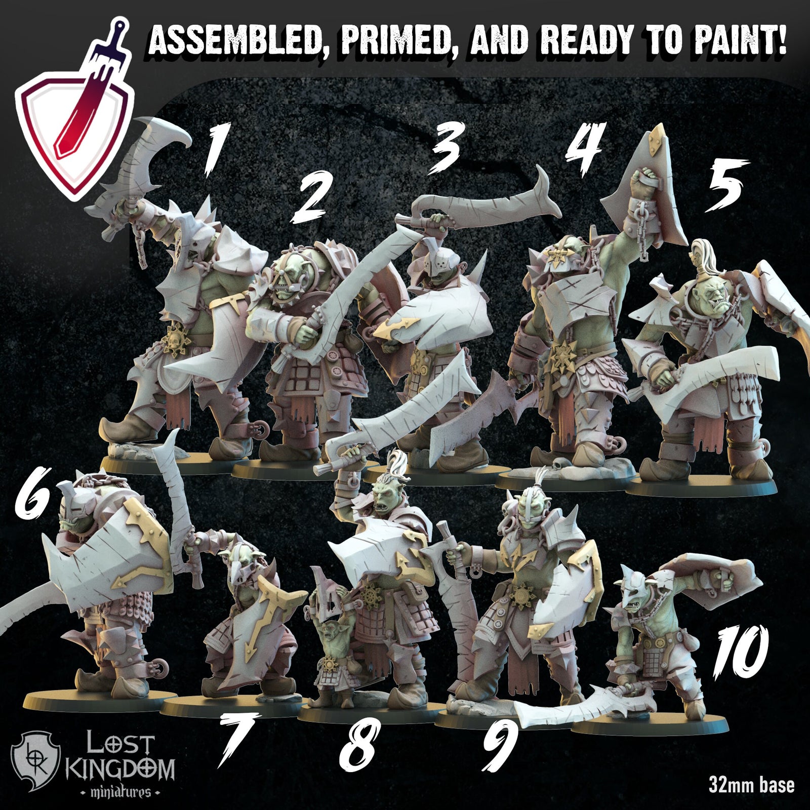 Urk Regiment | Miniatures by Lost Kingdom | Resin Mini For Tabletop Gaming, D&D, Pathfinder, Wargames, and Painting | Assembled and Primed - Brush and Battle