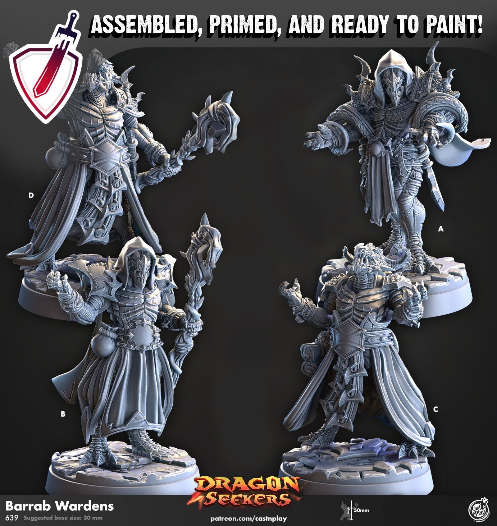 Barrab Wardens | Miniatures by Cast n Play | Resin Mini For Tabletop Gaming, D&D, Pathfinder, and Painting | Assembled and Primed - Brush and Battle