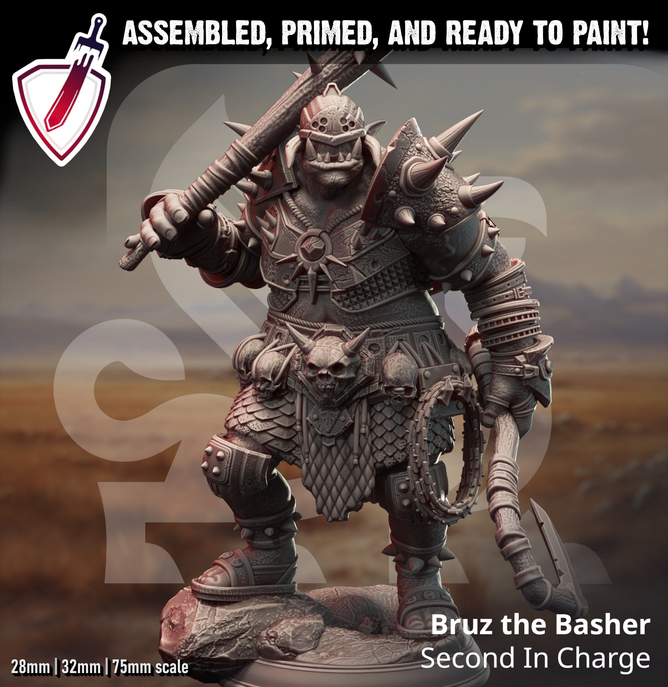 Bruz the Basher | Miniature by DM Stash | Resin Mini For Tabletop Gaming, D&D, Pathfinder, and Painting | Assembled and Primed - Brush and Battle