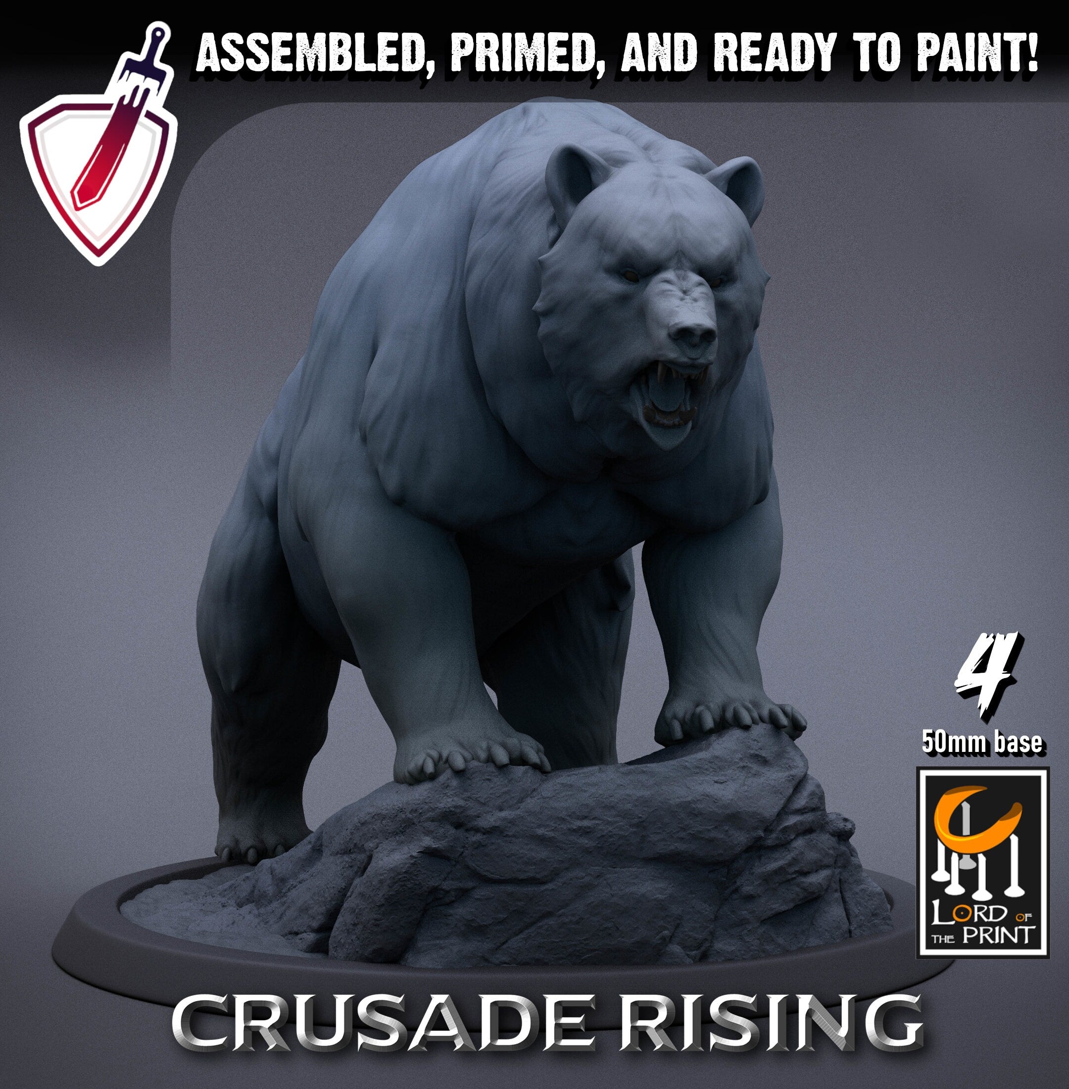 Wild Templar Bears | Miniatures by Lord of the Print | Resin mini for tabletop gaming, D&D, Pathfinder, and painting | Assembled and Primed - Brush and Battle