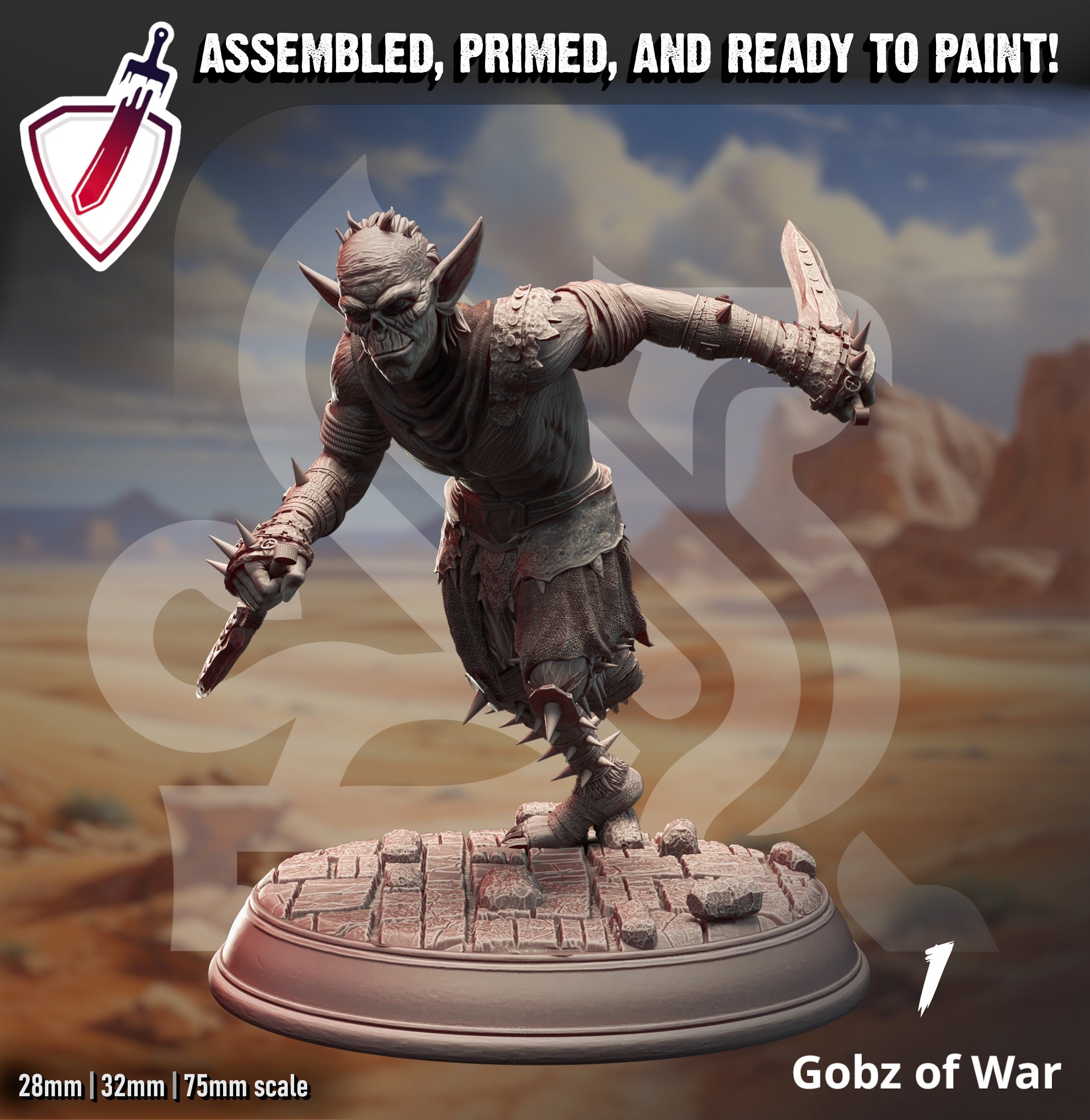 Gobz of War | Miniatures by DM Stash | Resin Mini For Tabletop Gaming, D&D, Pathfinder, and Painting | Assembled and Primed - Brush and Battle