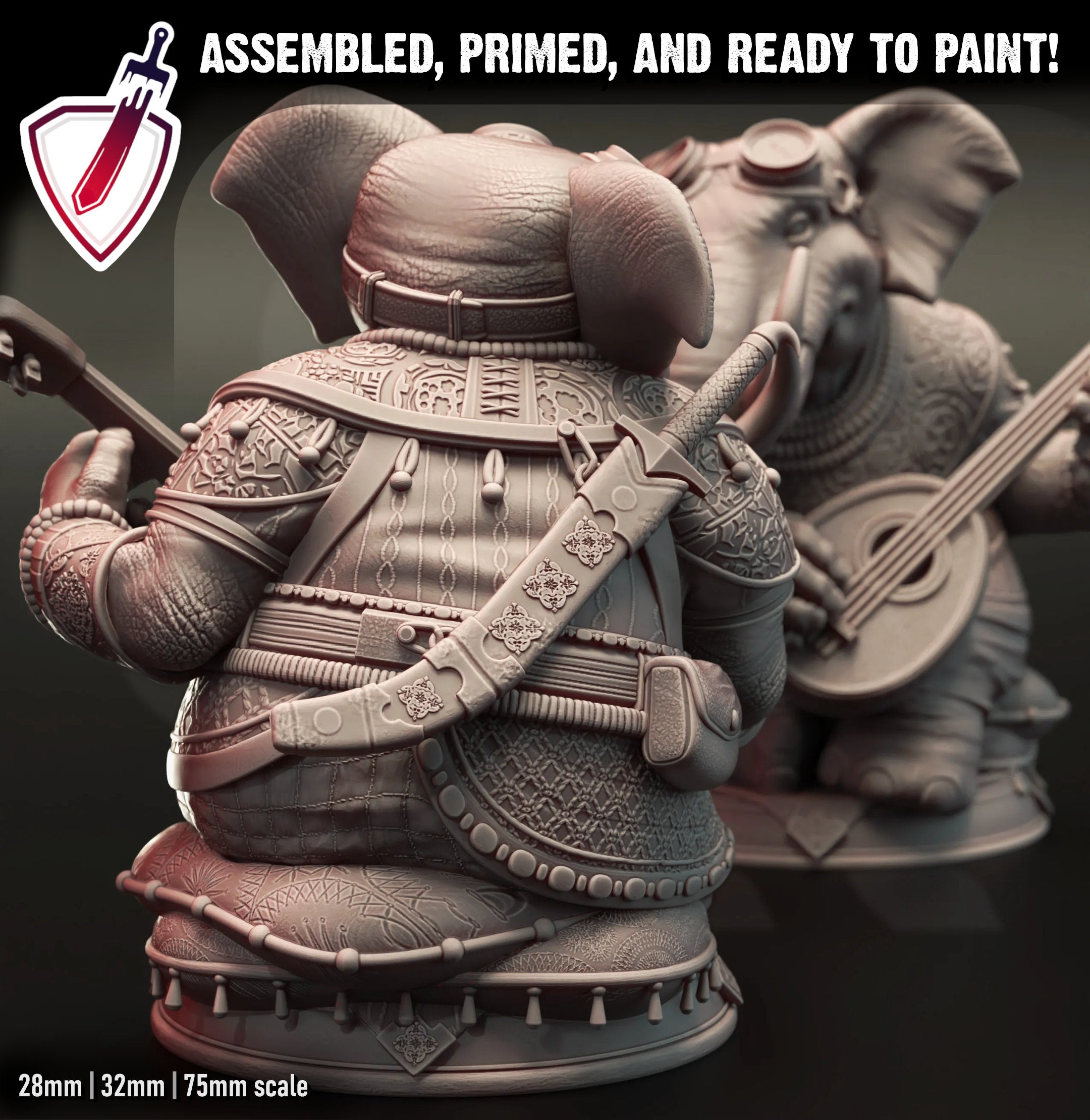 Mahogany – Ivory Bard | Miniature by DM Stash | Resin Mini For Tabletop Gaming, D&D, Pathfinder, and Painting | Assembled and Primed - Brush and Battle