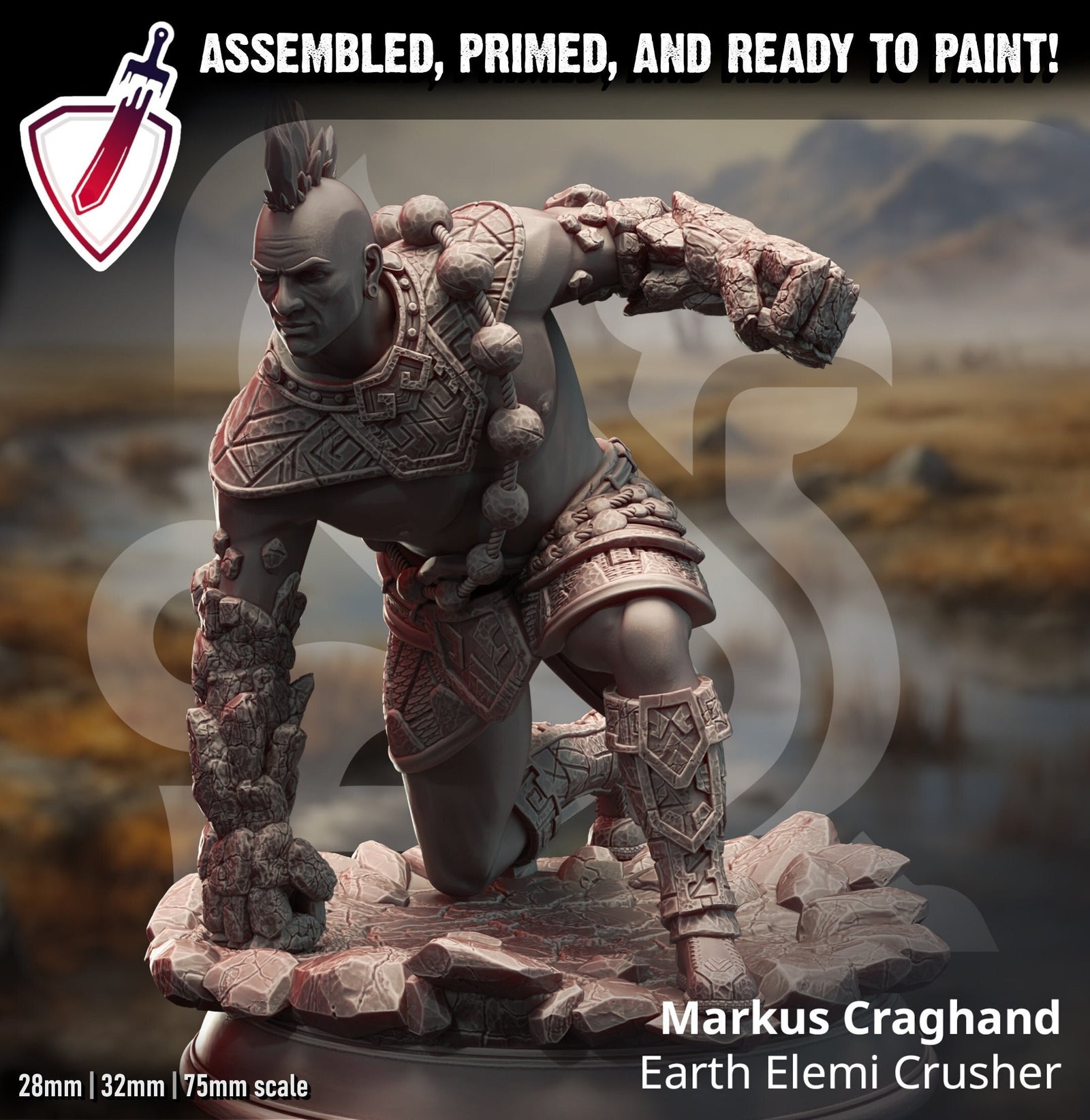 Markus Craghand | Miniature by DM Stash | Resin Mini For Tabletop Gaming, D&D, Pathfinder, and Painting | Assembled and Primed - Brush and Battle