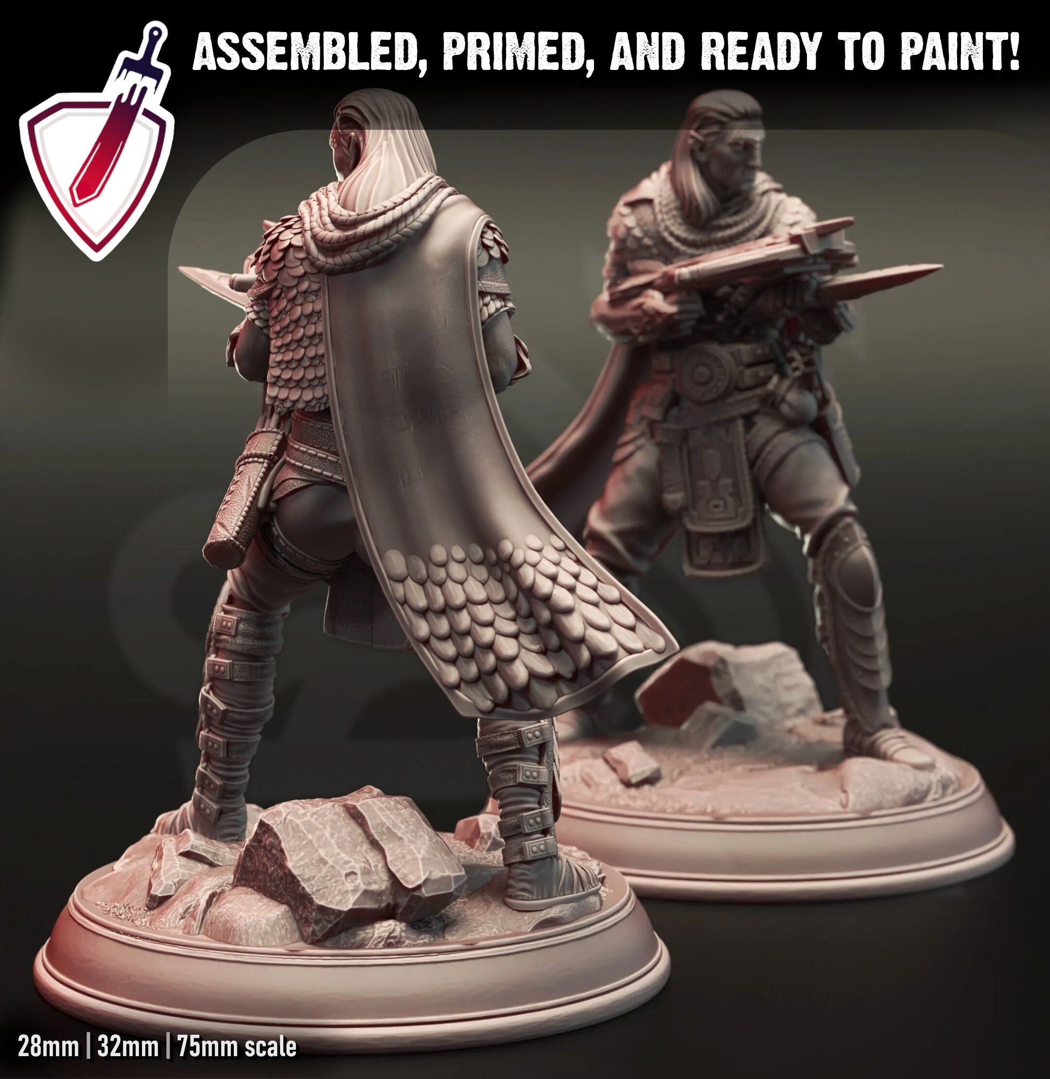 Shyamiri – Serpentfolk Assassin | Miniature by DM Stash | Resin Mini For Tabletop Gaming, D&D, Pathfinder, Painting | Assembled and Primed - Brush and Battle
