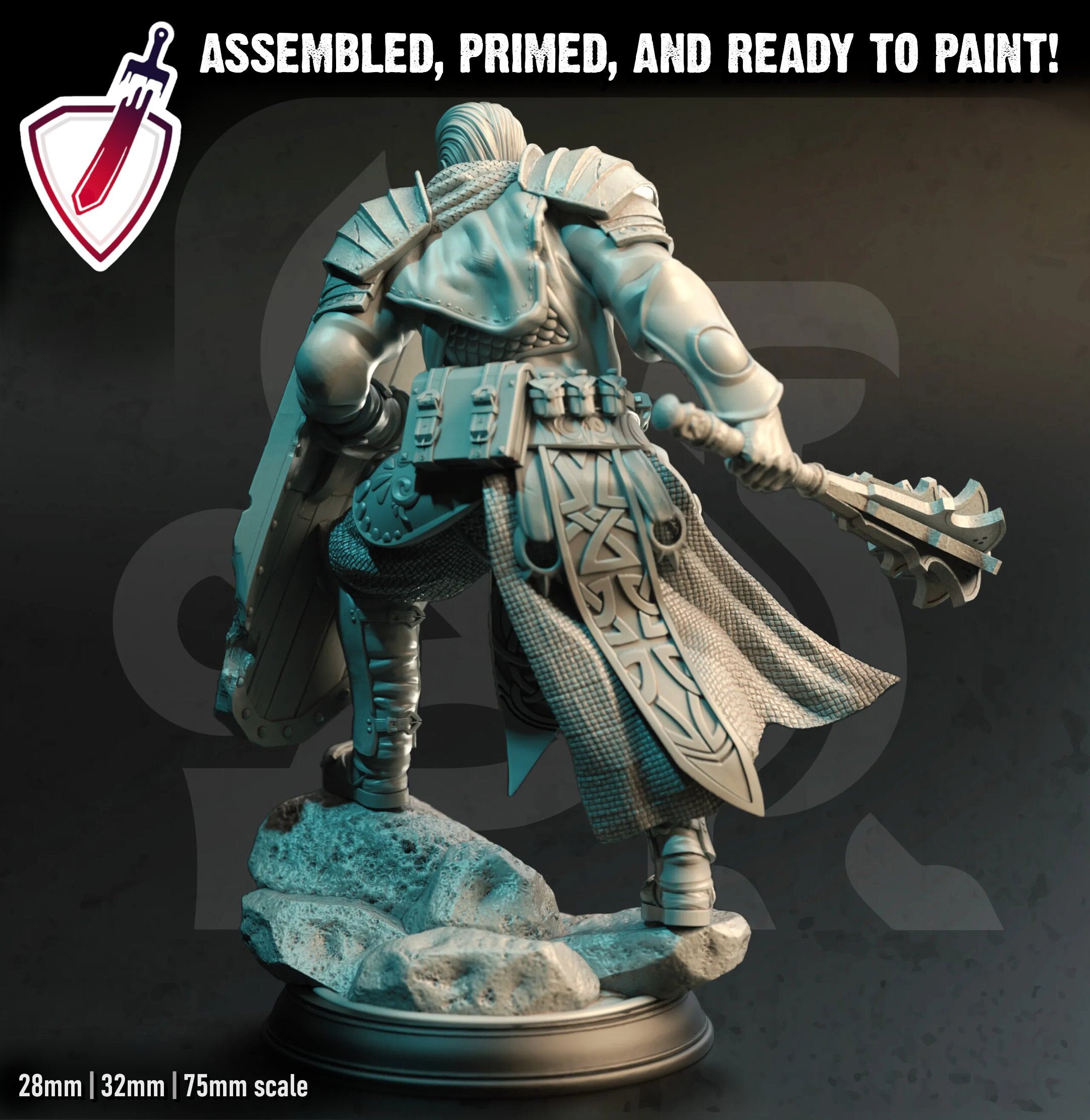 Champion of the Radiant Dawn – Arekus | Miniature by DM Stash | For Tabletop Gaming, D&D, Pathfinder, Painting | Assembled and Primed - Brush and Battle