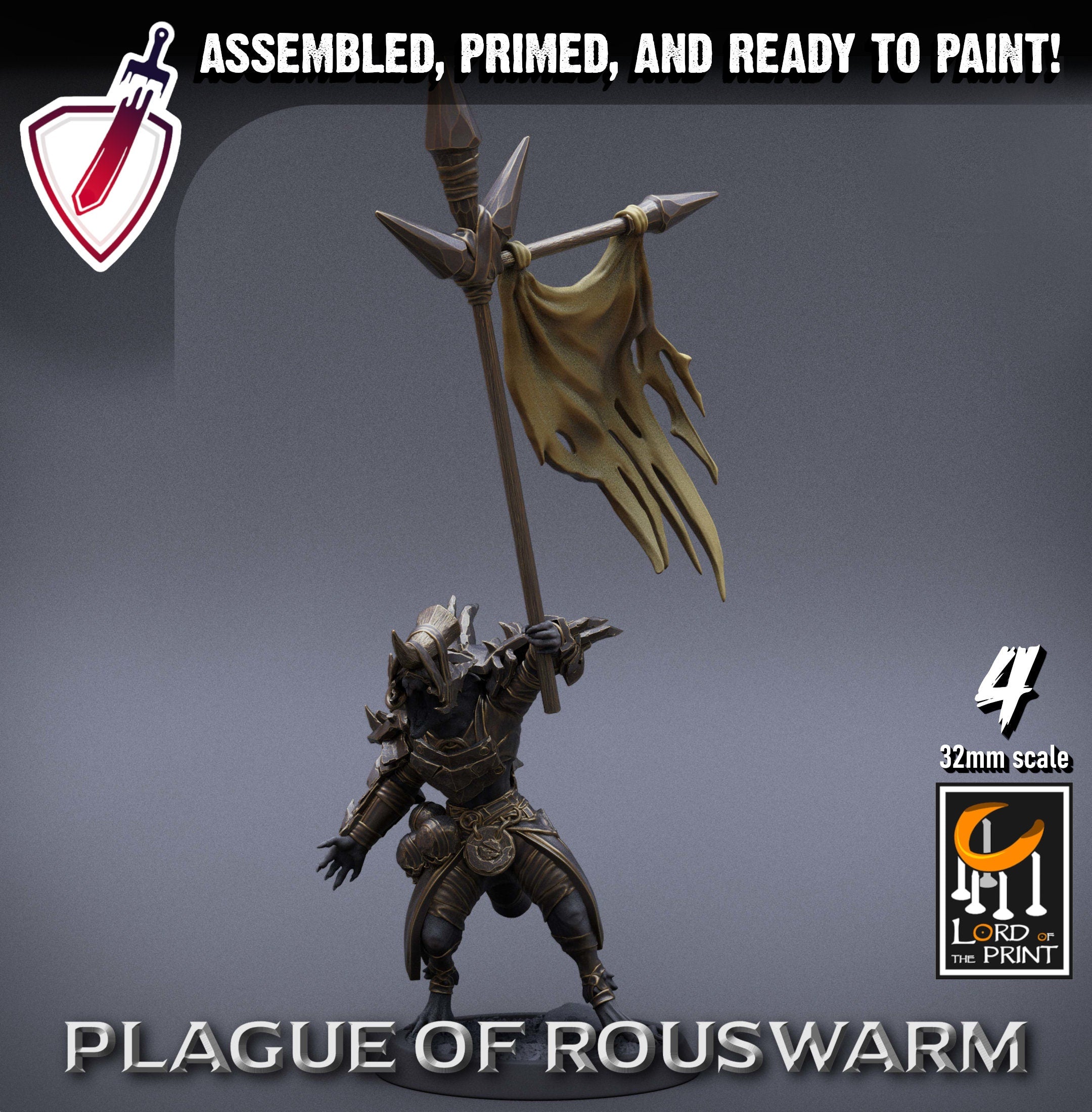Infantry Rats - Support | Miniatures by Lord of the Print | Resin Mini for Tabletop Gaming, D&D, Pathfinder, Painting | Assembled+Primed - Brush and Battle