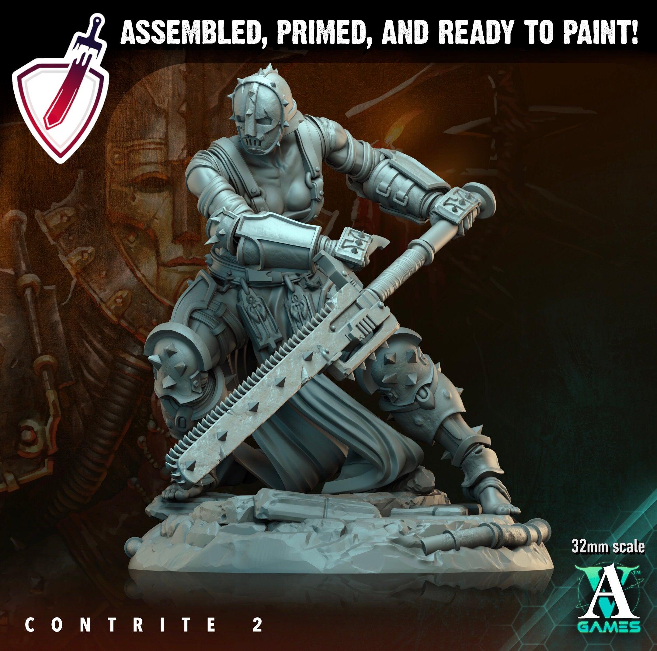 Contrite | Miniatures by Archvillain Games | Resin Mini for Tabletop Gaming, D&D, Wargaming, and Painting | Assembled and Primed - Brush and Battle