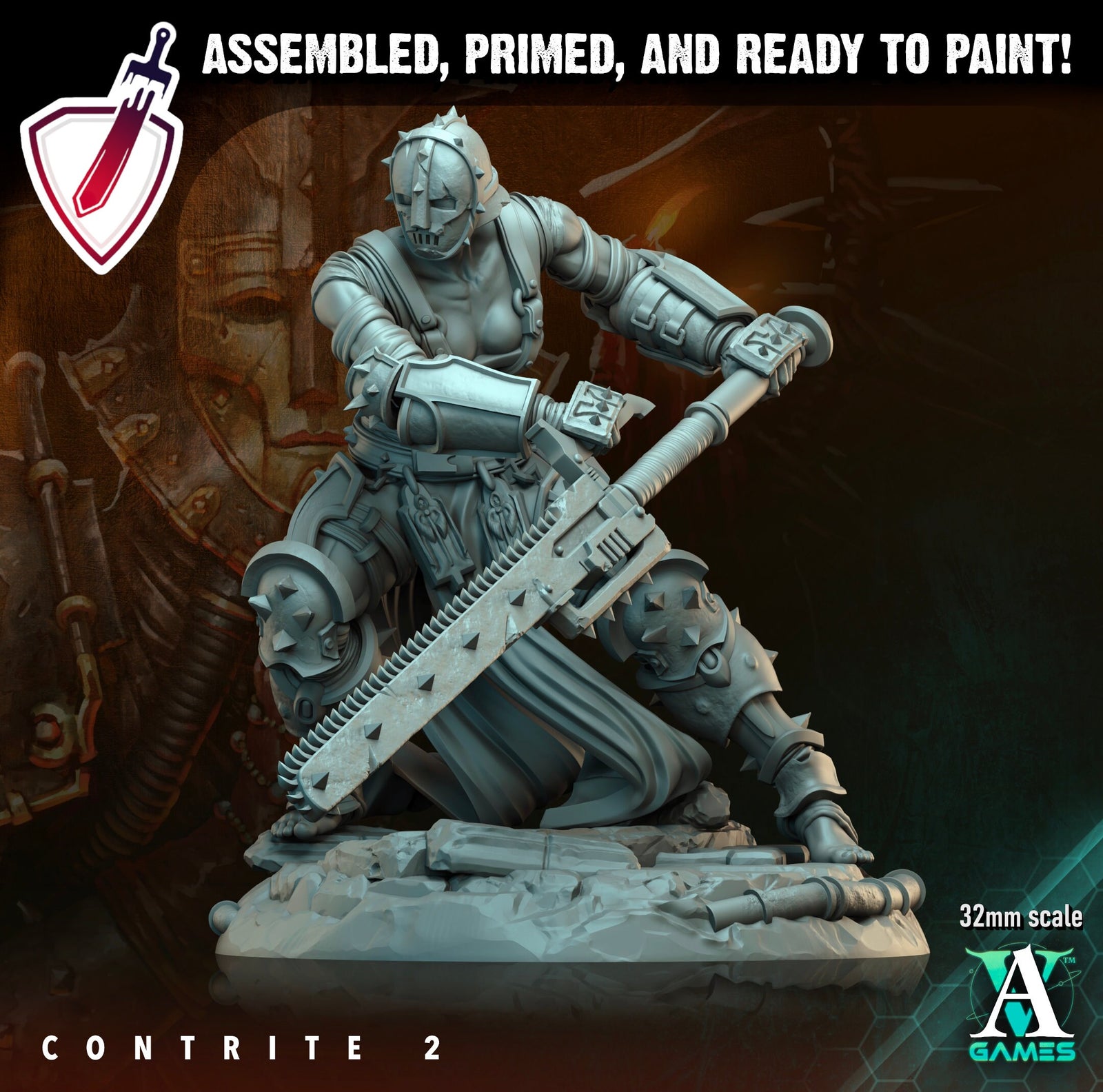 Contrite | Miniatures by Archvillain Games | Resin Mini for Tabletop Gaming, D&D, Wargaming, and Painting | Assembled and Primed - Brush and Battle