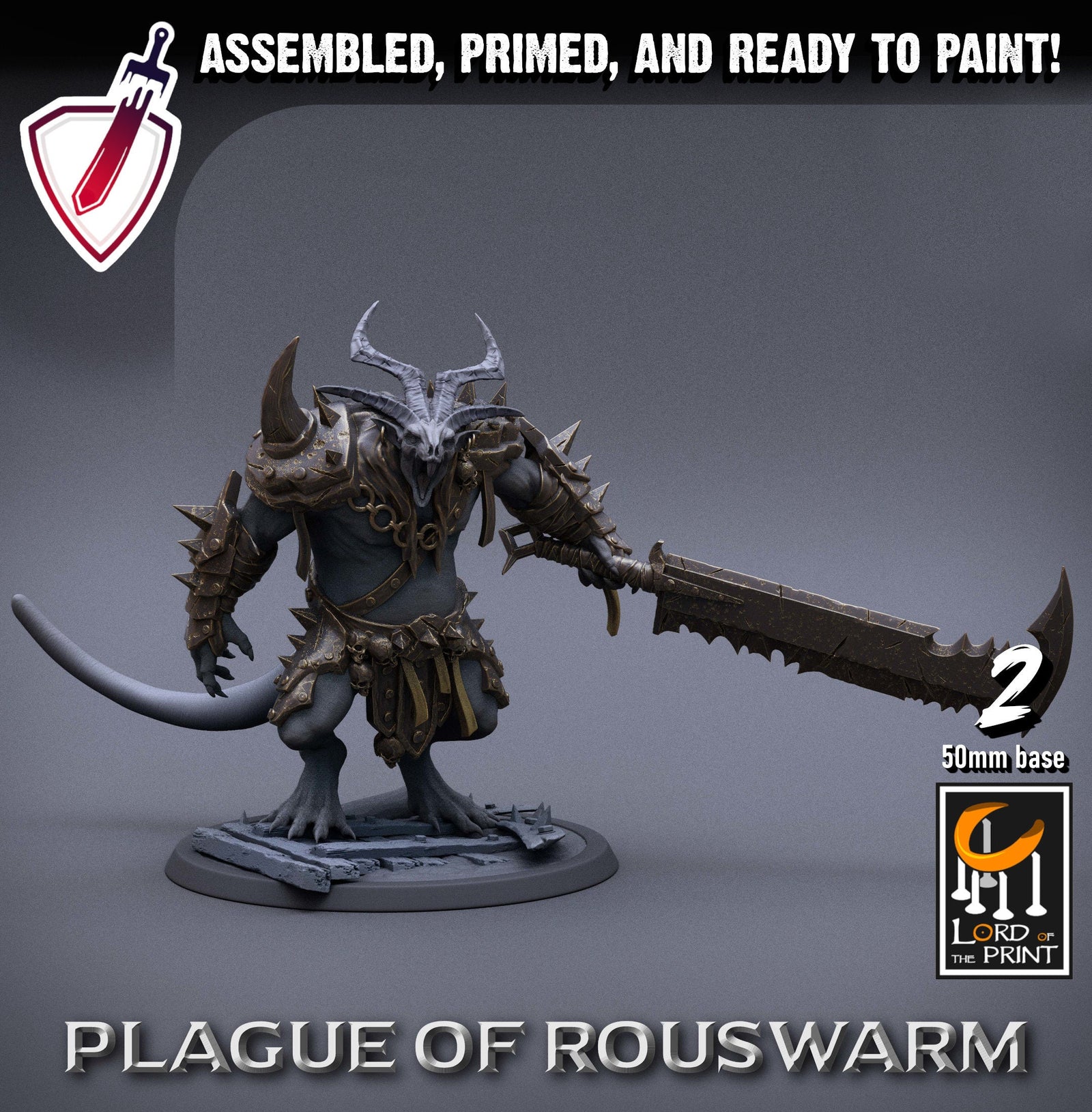 Heavy Rats | Miniatures by Lord of the Print | Resin Mini for Tabletop Gaming, D&D, Pathfinder, and Painting | Assembled and Primed - Brush and Battle