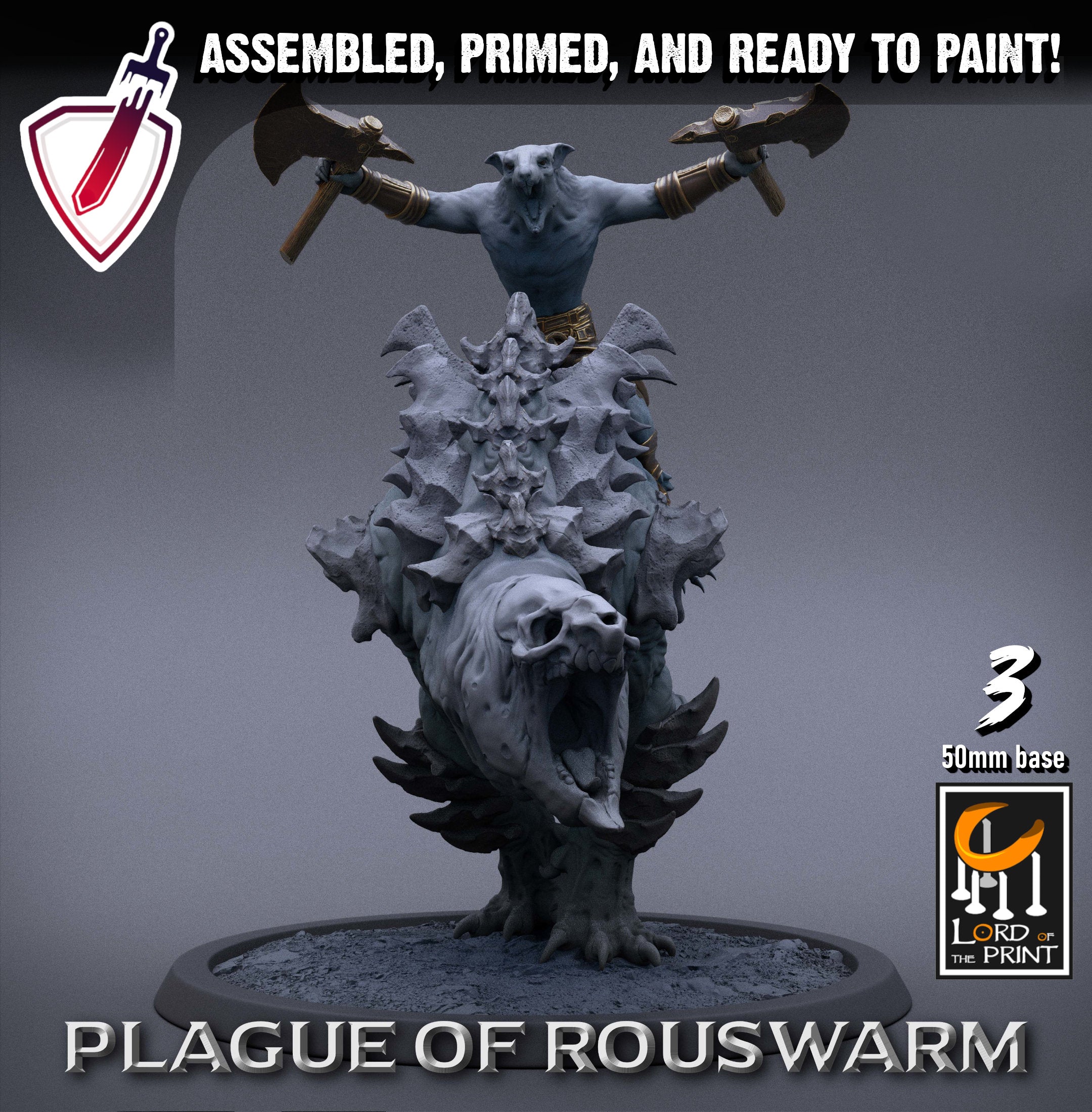 Rat Riders | Miniatures by Lord of the Print | Resin Mini for Tabletop Gaming, D&D, Pathfinder, and Painting | Assembled and Primed - Brush and Battle
