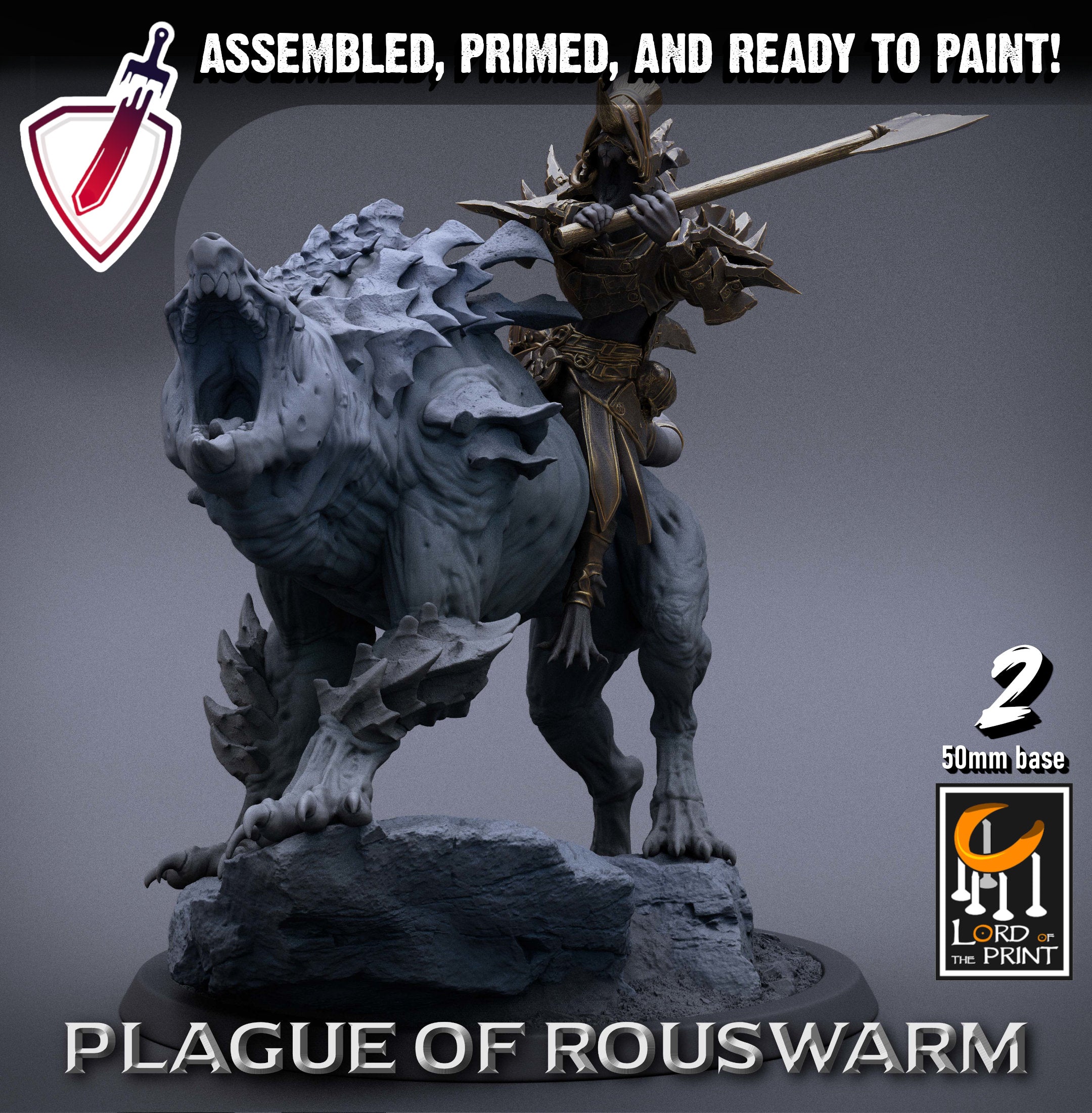 Rat Riders | Miniatures by Lord of the Print | Resin Mini for Tabletop Gaming, D&D, Pathfinder, and Painting | Assembled and Primed - Brush and Battle
