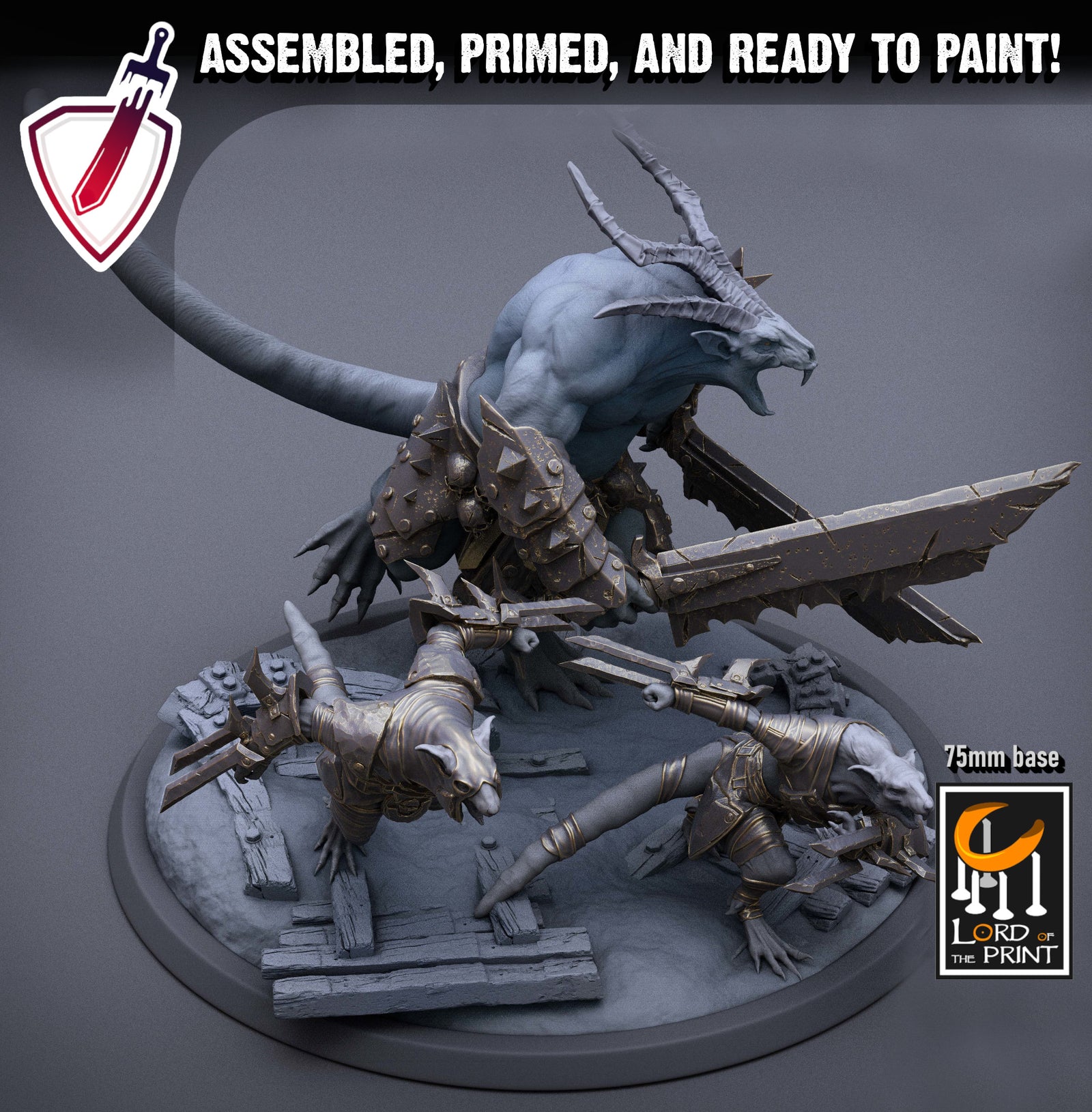 Heavy Rat Crew | Miniature by Lord of the Print | Resin Mini for Tabletop Gaming, D&D, Pathfinder, and Painting | Assembled and Primed - Brush and Battle