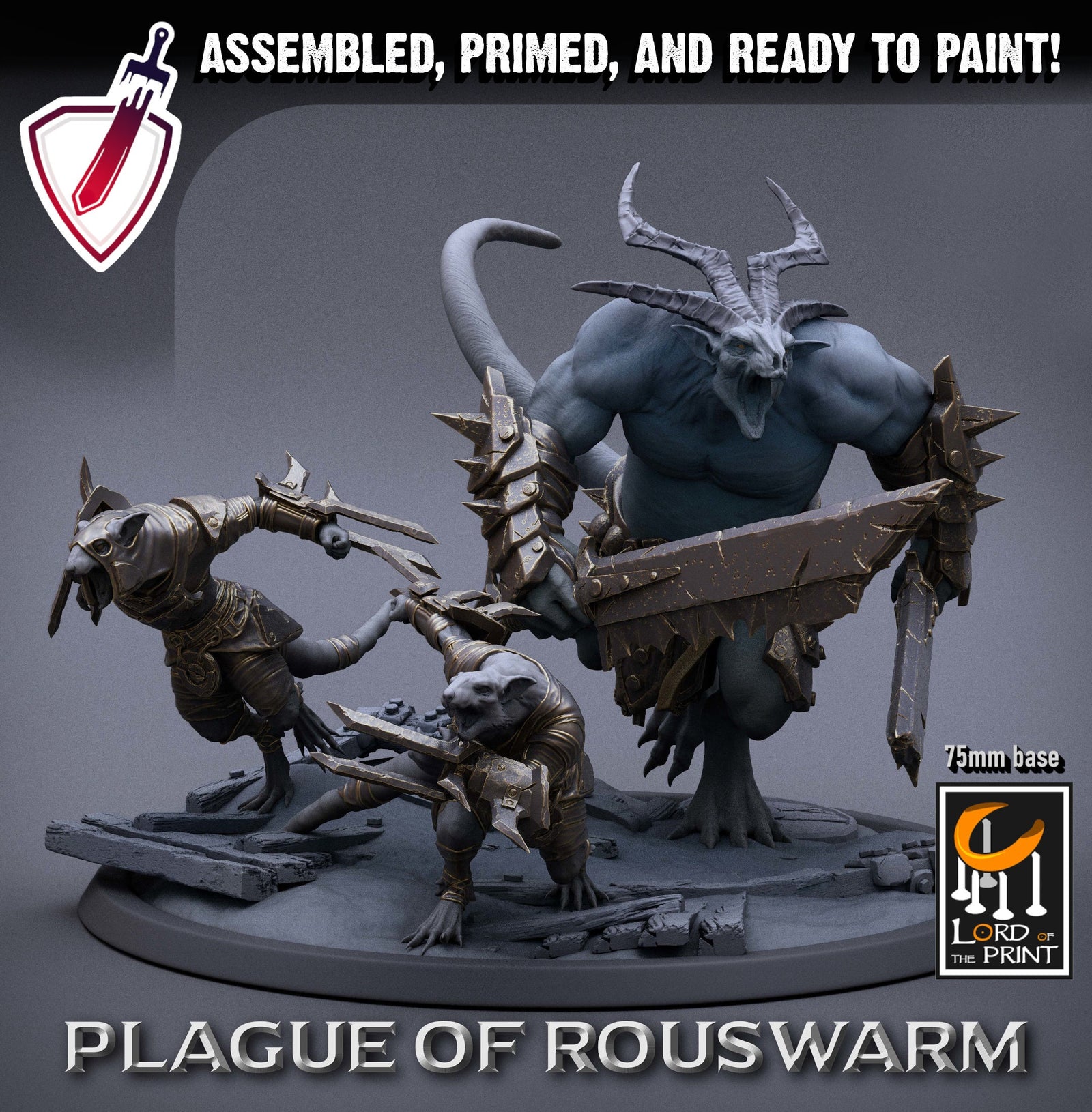 Heavy Rat Crew | Miniature by Lord of the Print | Resin Mini for Tabletop Gaming, D&D, Pathfinder, and Painting | Assembled and Primed - Brush and Battle