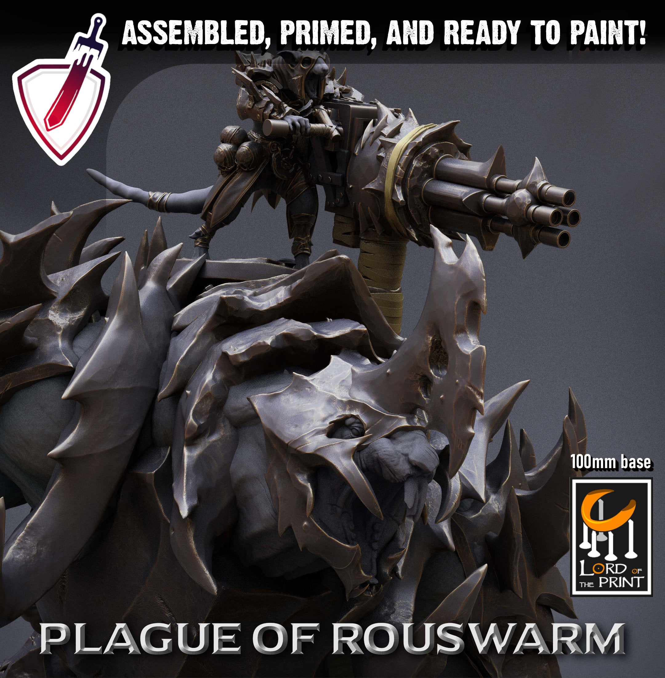 Trakch The Towering | (Massive) Miniature by Lord of the Print | For Tabletop Gaming, D&D, Pathfinder, and Painting | Assembled and Primed - Brush and Battle