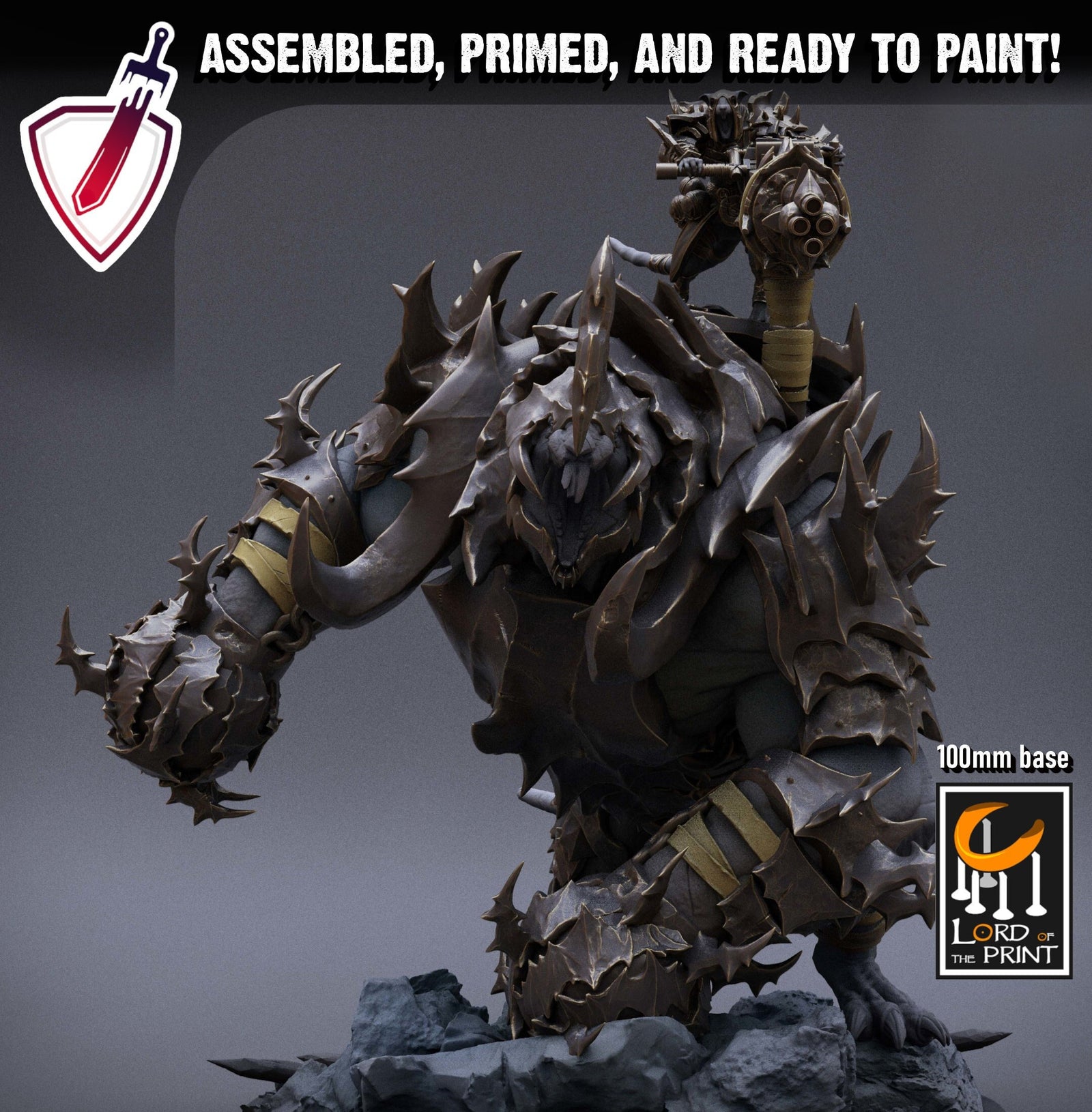 Trakch The Towering | (Massive) Miniature by Lord of the Print | For Tabletop Gaming, D&D, Pathfinder, and Painting | Assembled and Primed - Brush and Battle