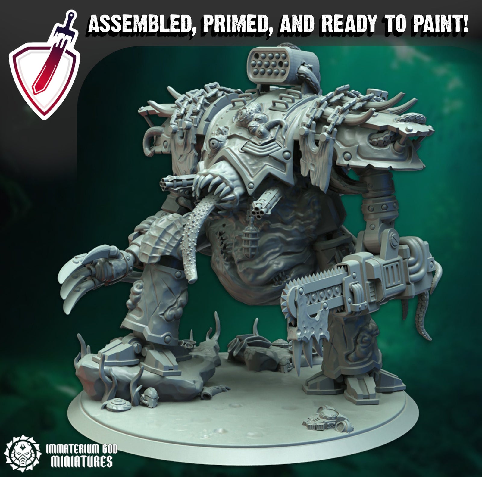 Abyssal Knight | Two Sizes | Miniature by Immaterium God | Resin Mini for Tabletop Gaming, D&D, Wargaming, Painting | Assembled and Primed - Brush and Battle