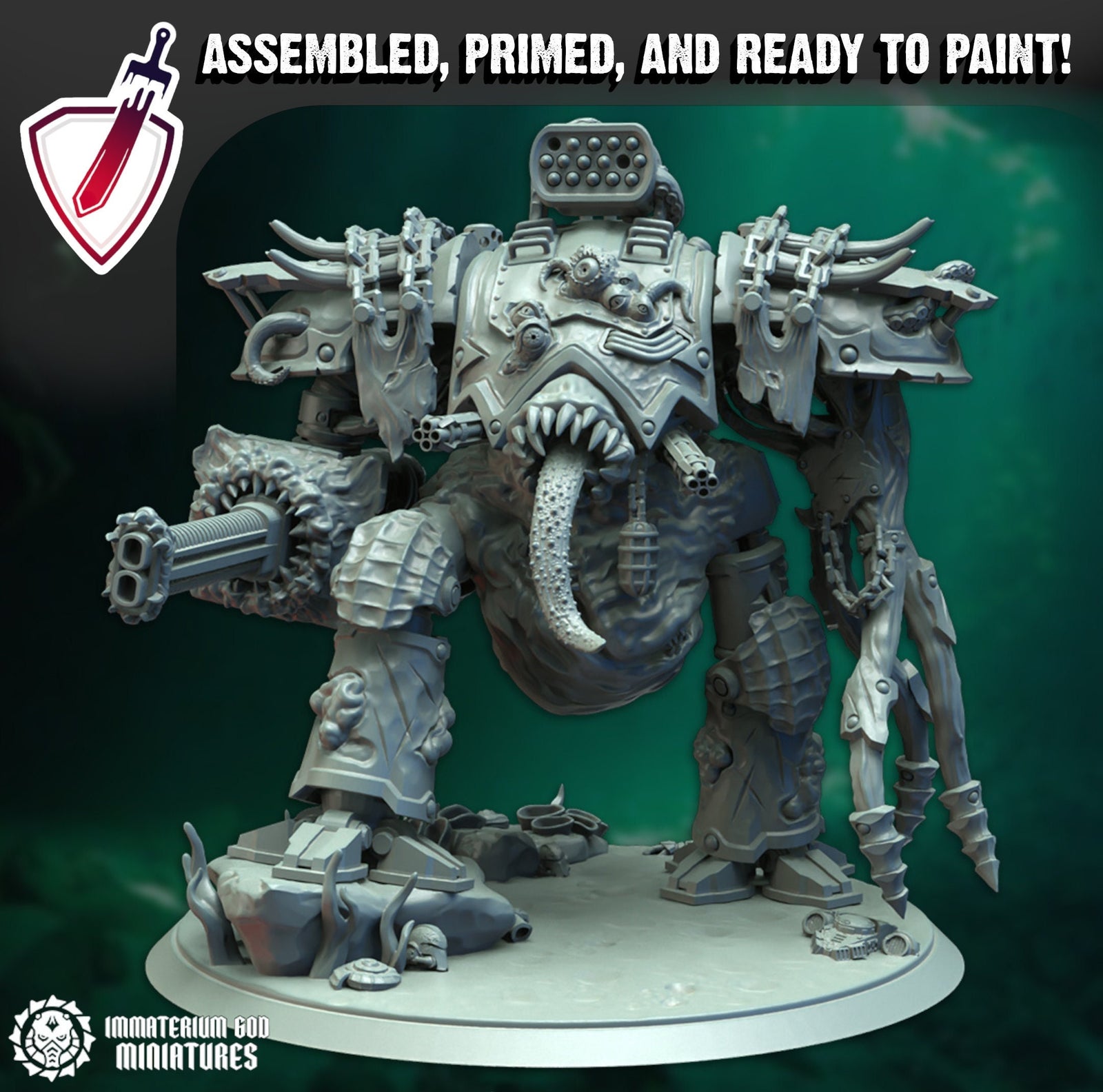 Abyssal Knight | Two Sizes | Miniature by Immaterium God | Resin Mini for Tabletop Gaming, D&D, Wargaming, Painting | Assembled and Primed - Brush and Battle