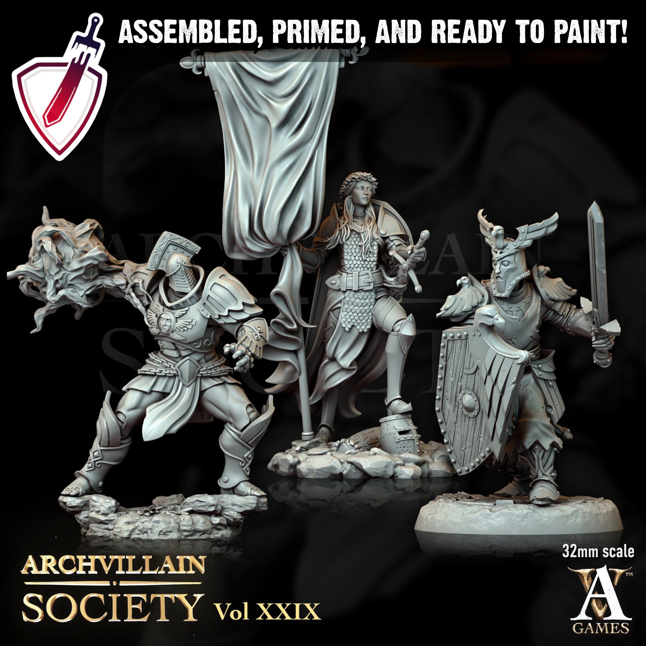 Heroes Vol. XXIX | Miniatures by Archvillain Games | Resin mini for tabletop gaming, D&D, Pathfinder, painting | Assembled and Primed - Brush and Battle