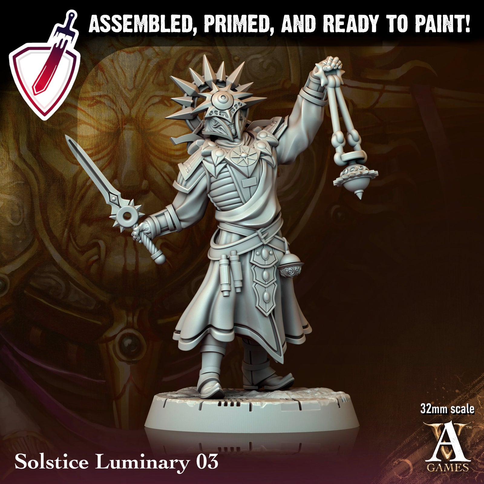 Solstice Luminary | Miniatures by Archvillain Games | Resin Mini for Tabletop Gaming, D&D, Pathfinder, and Painting | Assembled and Primed - Brush and Battle