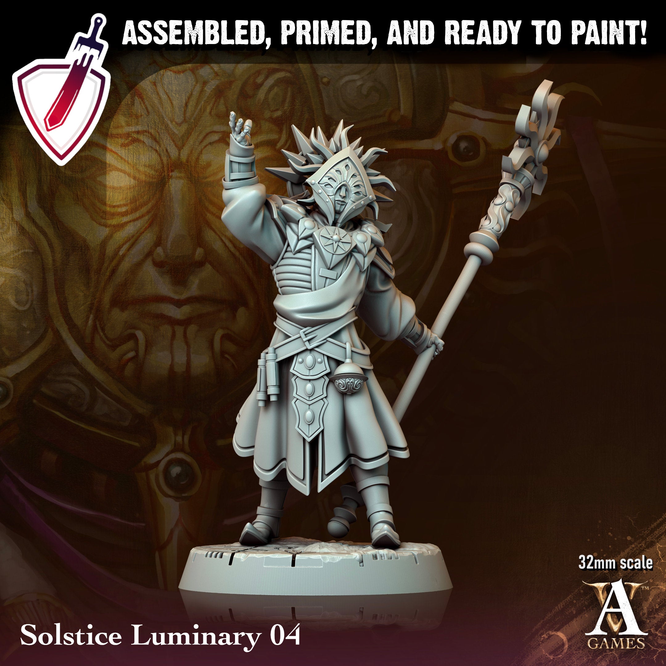 Solstice Luminary | Miniatures by Archvillain Games | Resin Mini for Tabletop Gaming, D&D, Pathfinder, and Painting | Assembled and Primed - Brush and Battle